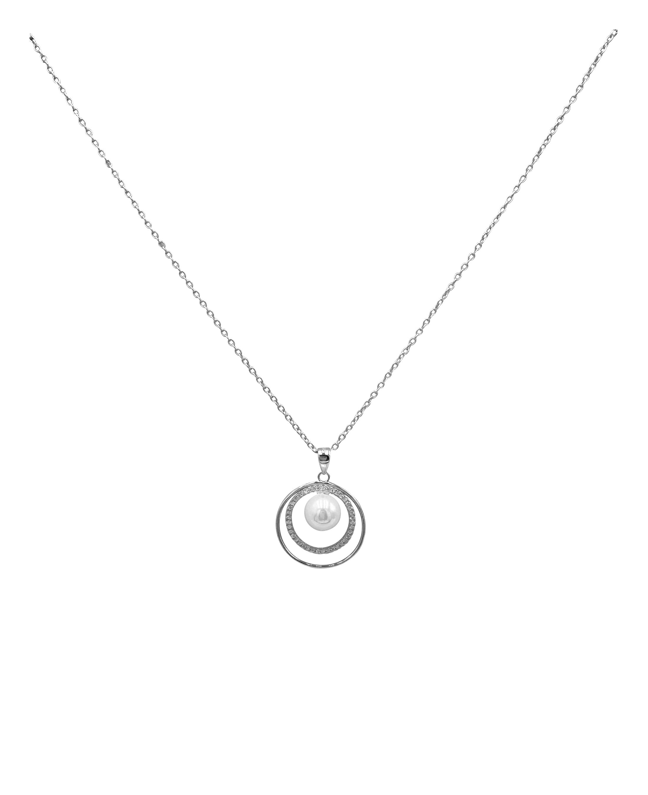 COLLIER EN ARGENT 2 CERCLES AVEC PIERRES ET PERLE