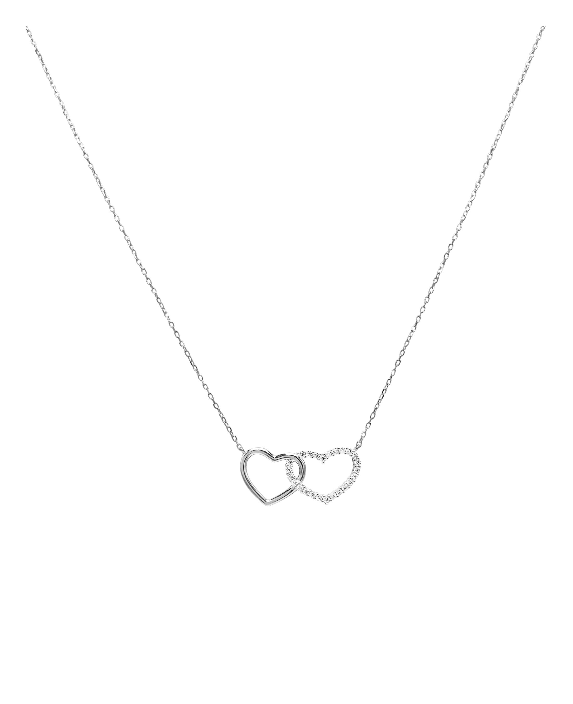 ❤ Collier en argent massif avec double coeur serti de pierres ❤