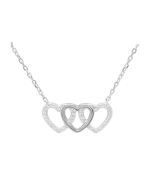 Collier pour femme en argent avec 3 cœurs