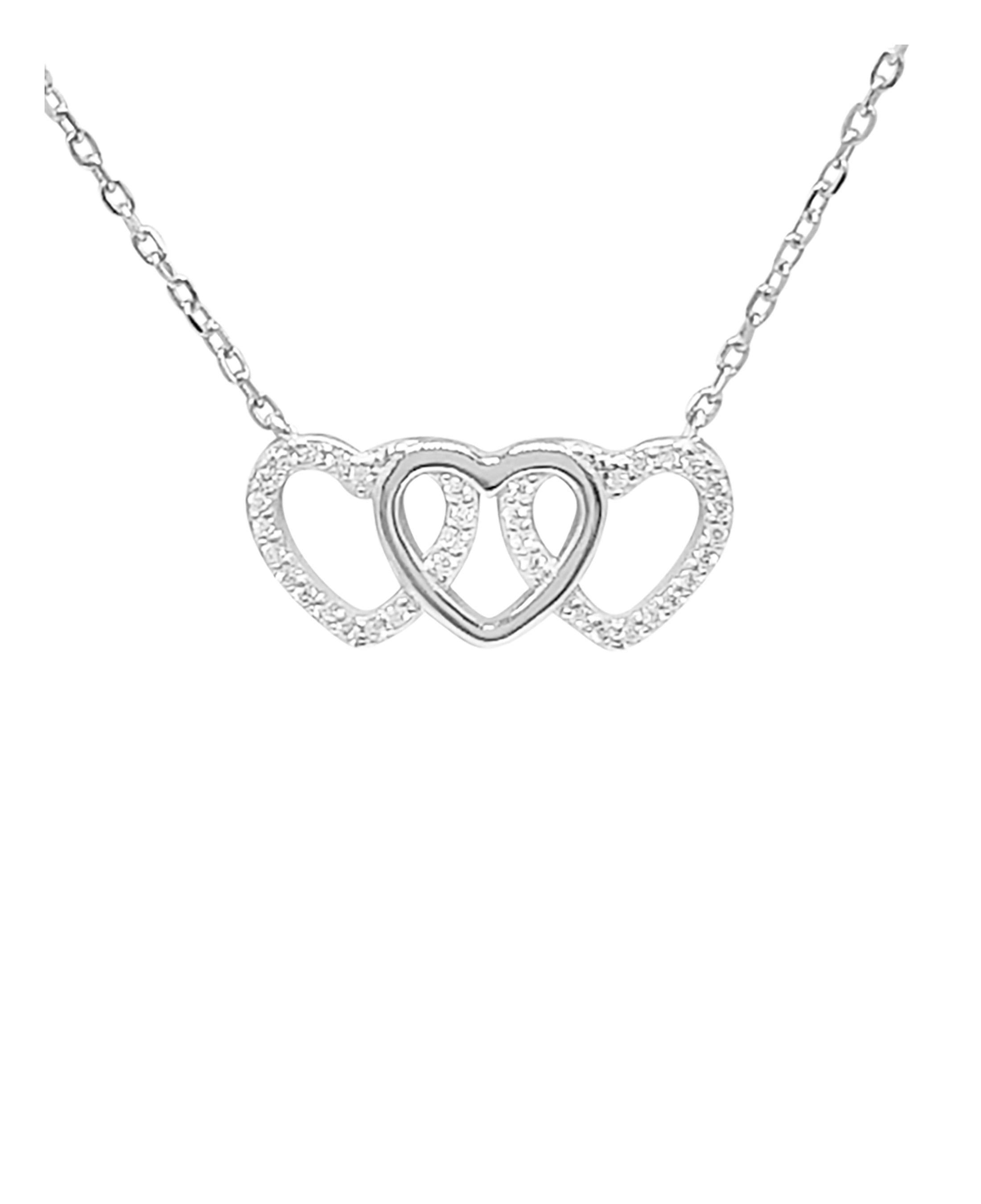 Collier pour femme en argent avec 3 cœurs