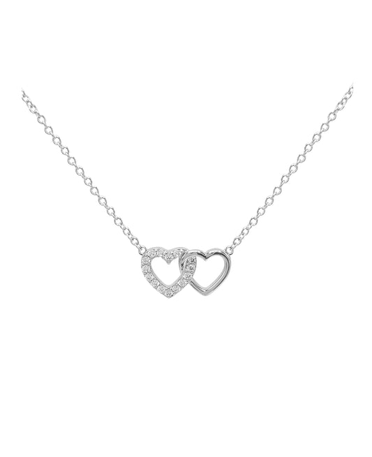 Zilveren ketting met dubbel hart