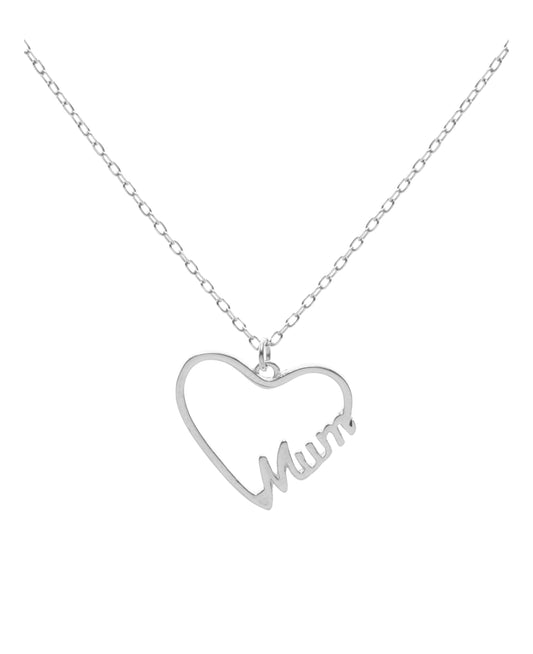 Collier en argent massif pendentif coeur et Mum