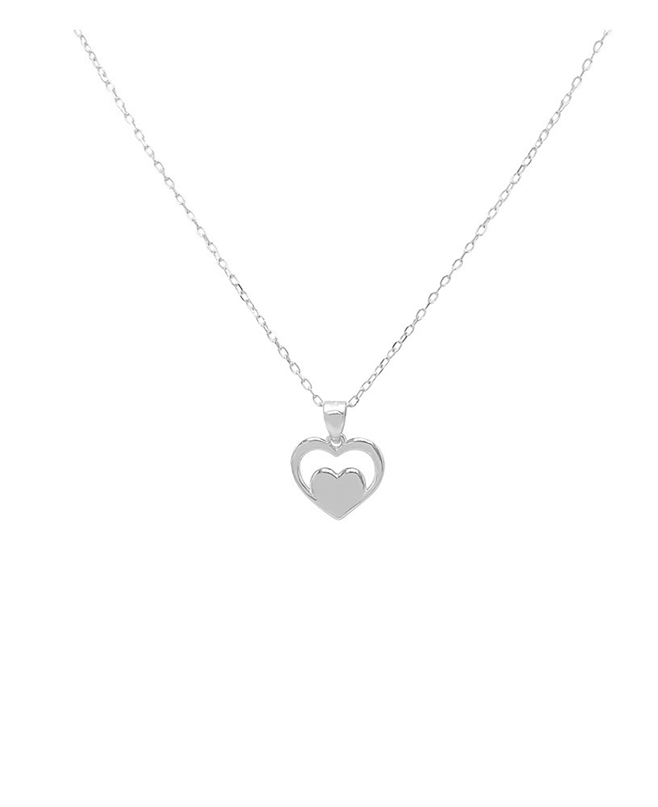 ❤ Collier en argent massif avec pendentif double coeur ❤