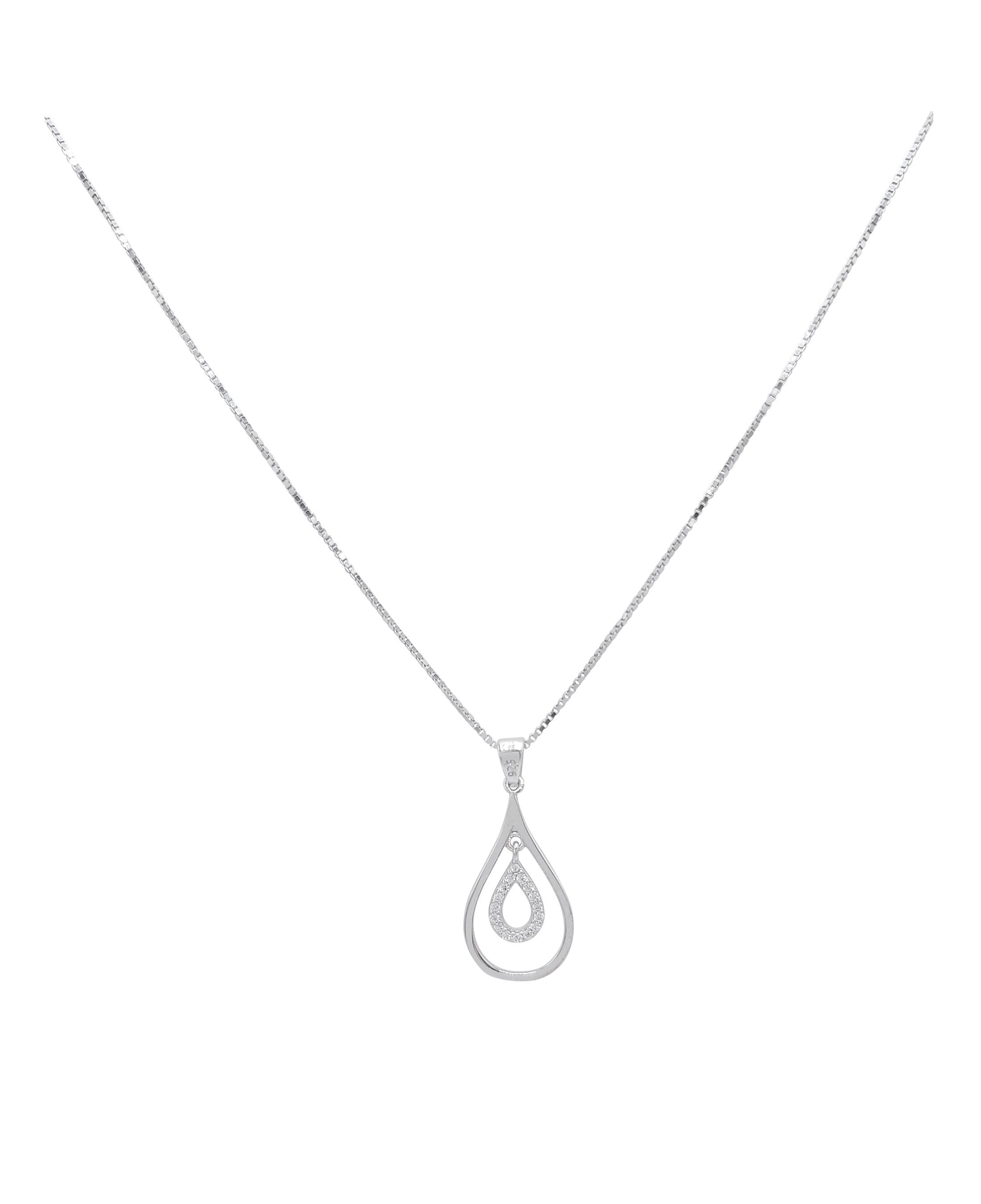 COLLIER EN ARGENT AVEC PENDENTIF GOUTTE ET PIERRES