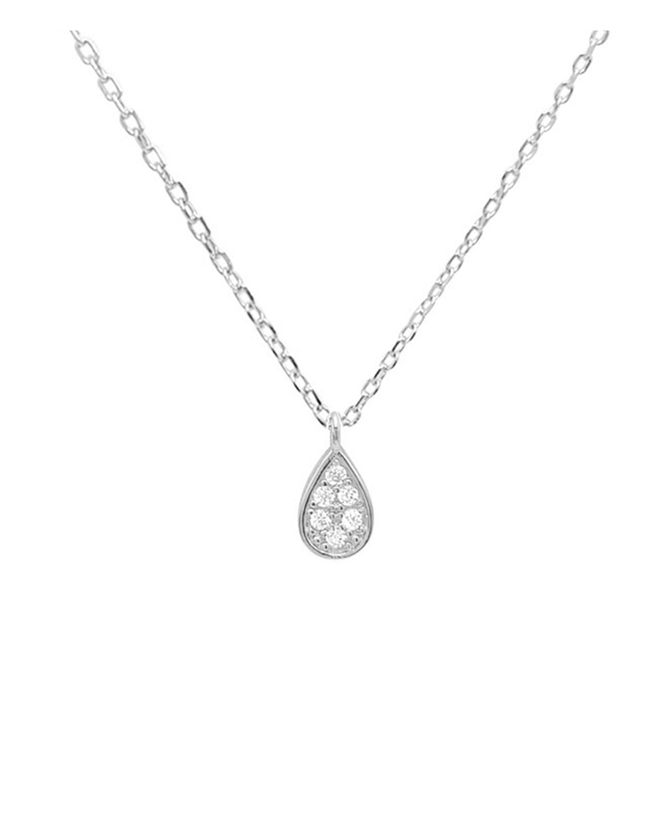 Collier en argent massif motif goutte avec pierres