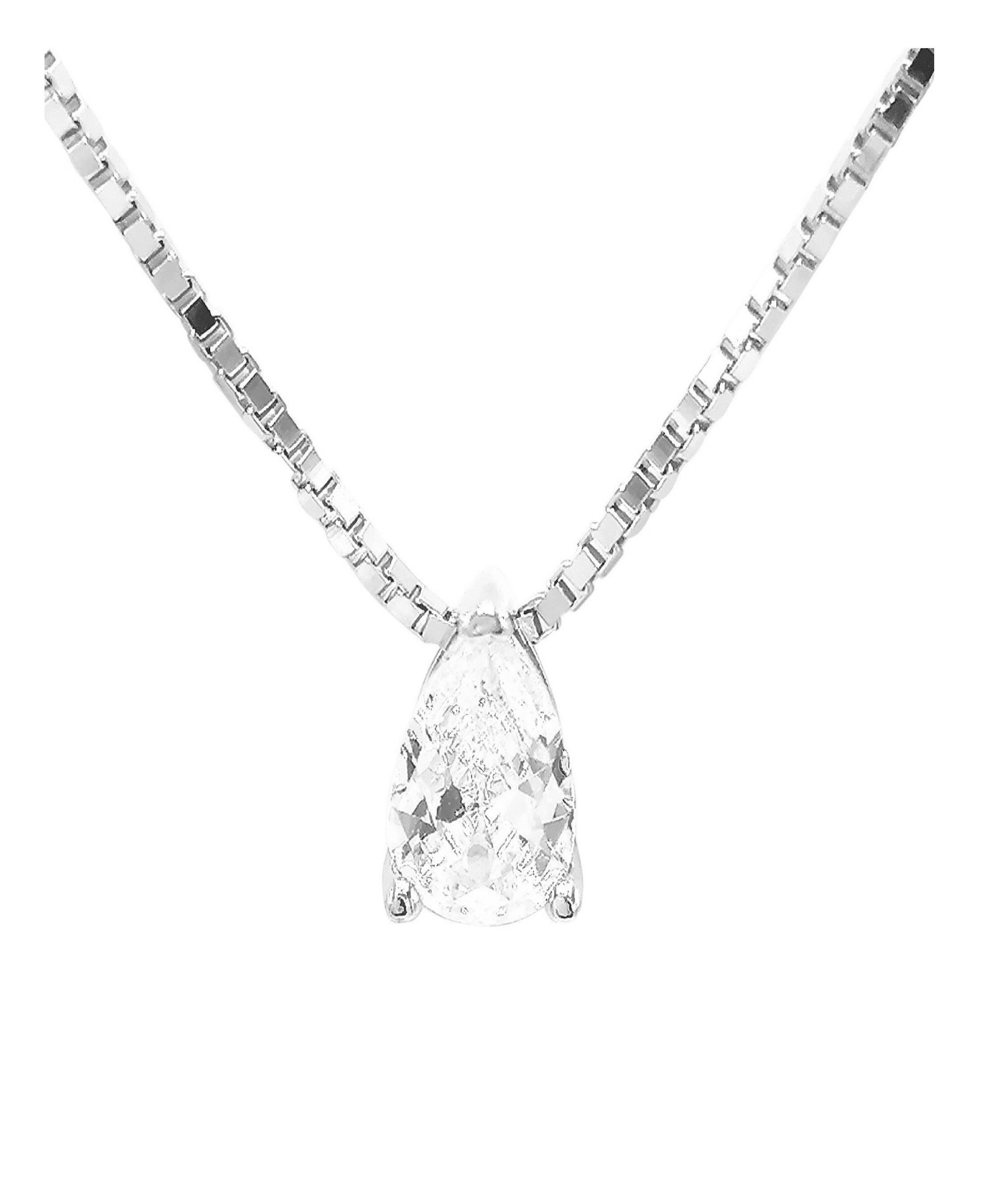 COLLIER EN ARGENT AVEC PENDENTIF SOLITAIRE TRIANGLE