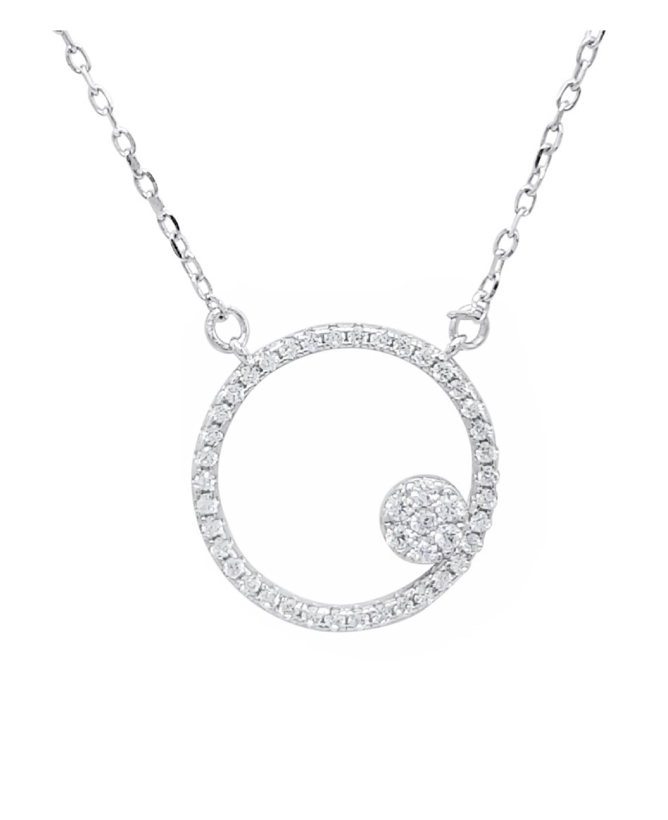 Collier en argent massif rhodié motif cercle serti de pierres