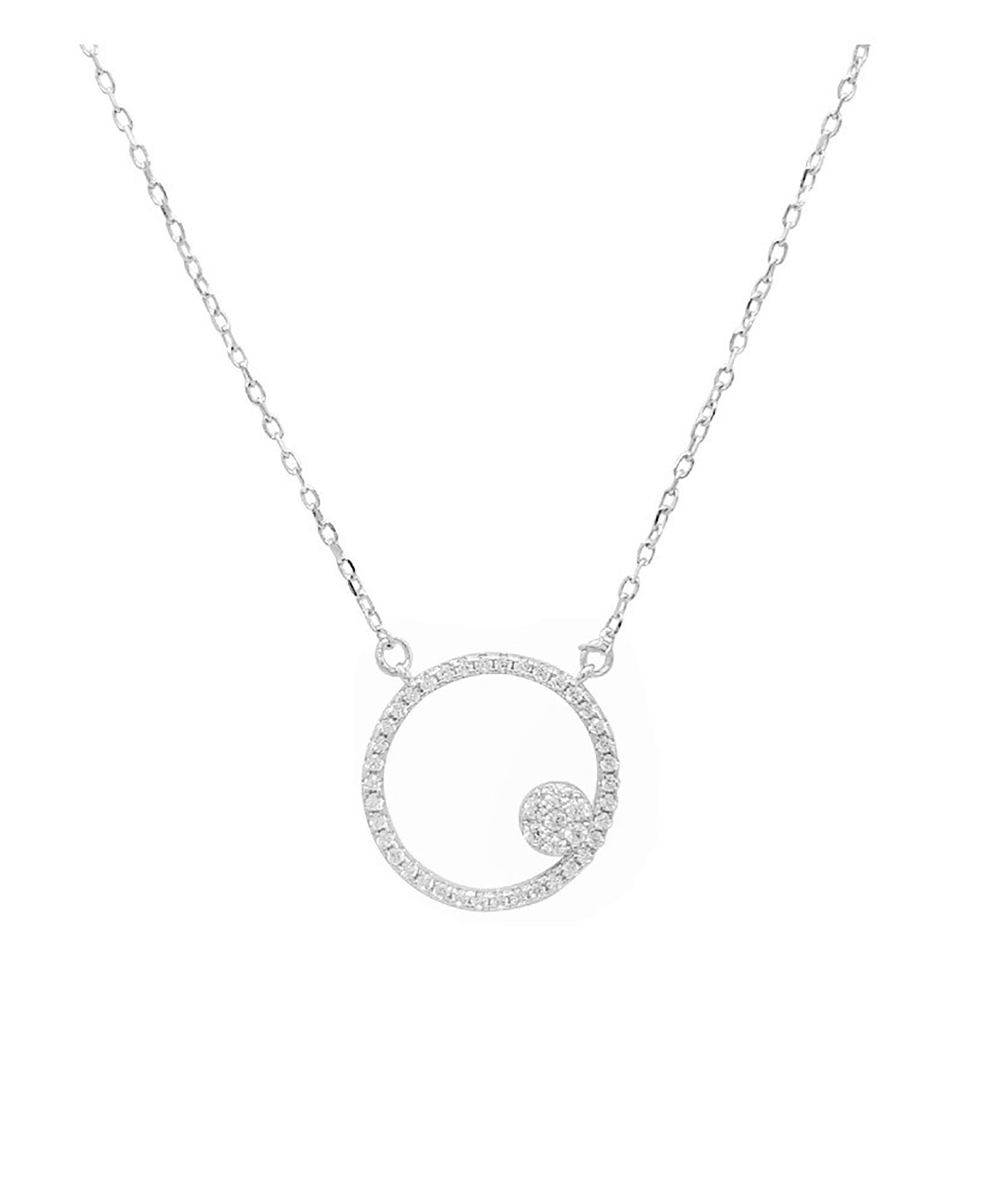 Collier en argent massif rhodié motif cercle serti de pierres