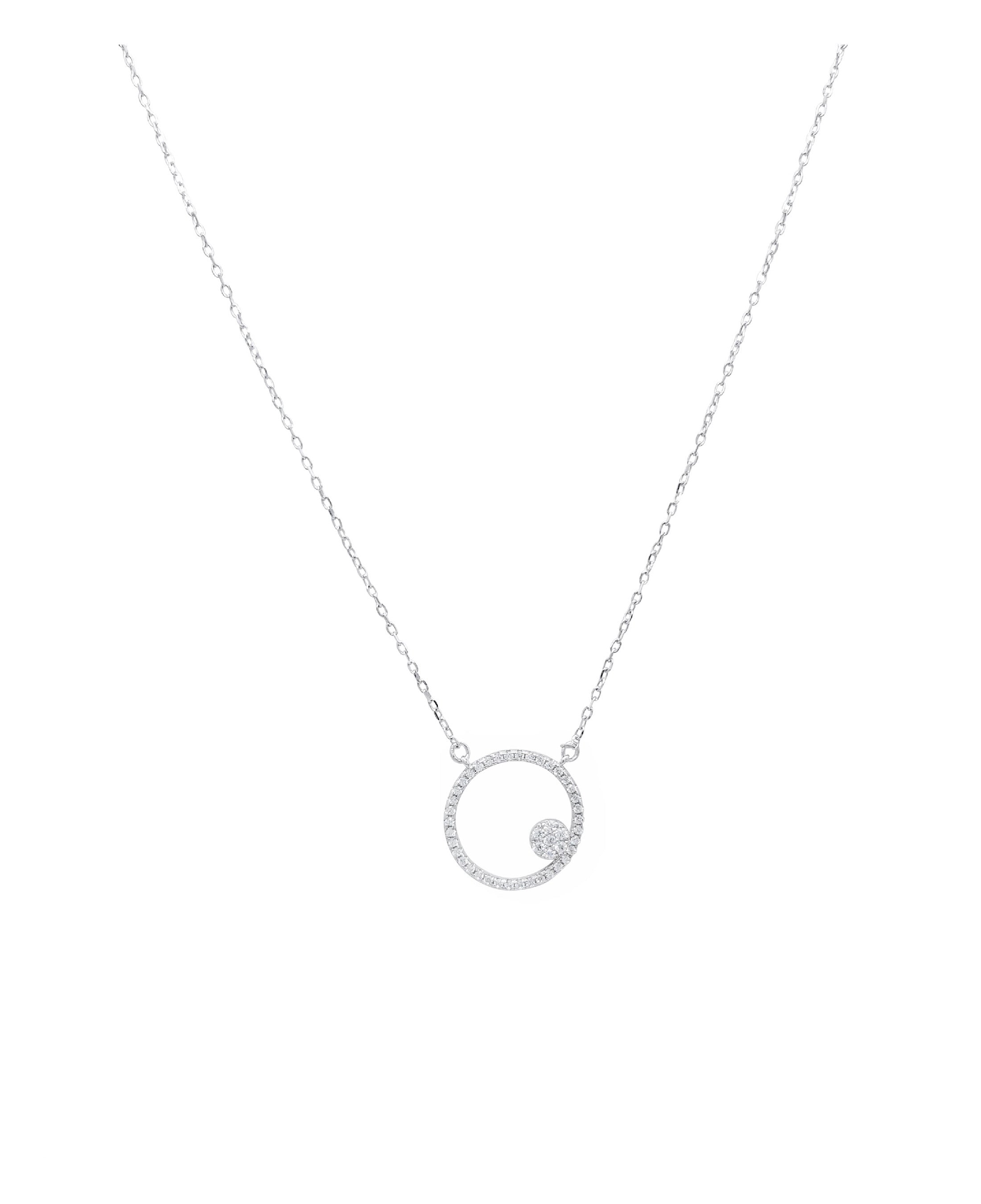 Collier en argent massif rhodié motif cercle serti de pierres