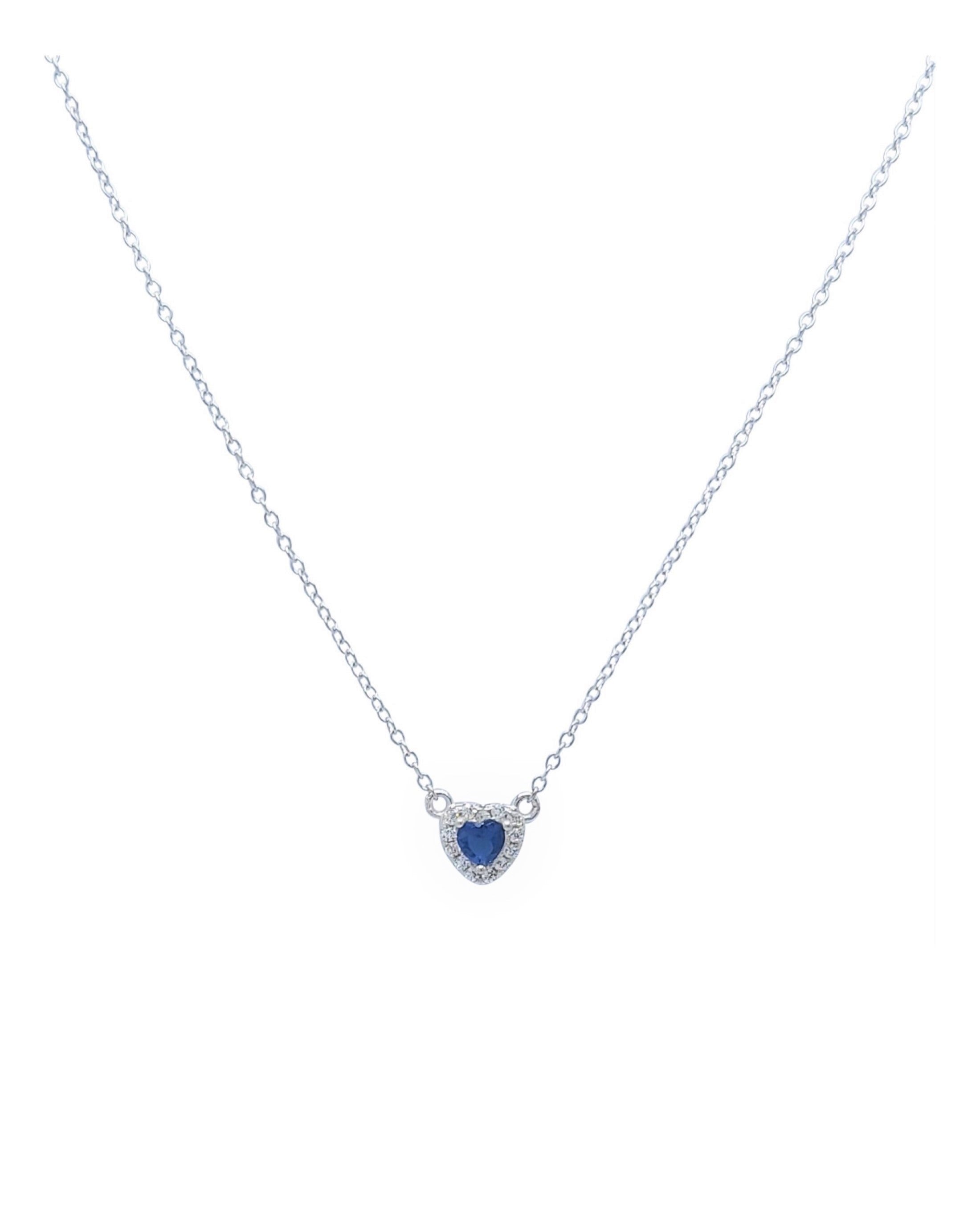Collier en argent massif coeur bleu saphir