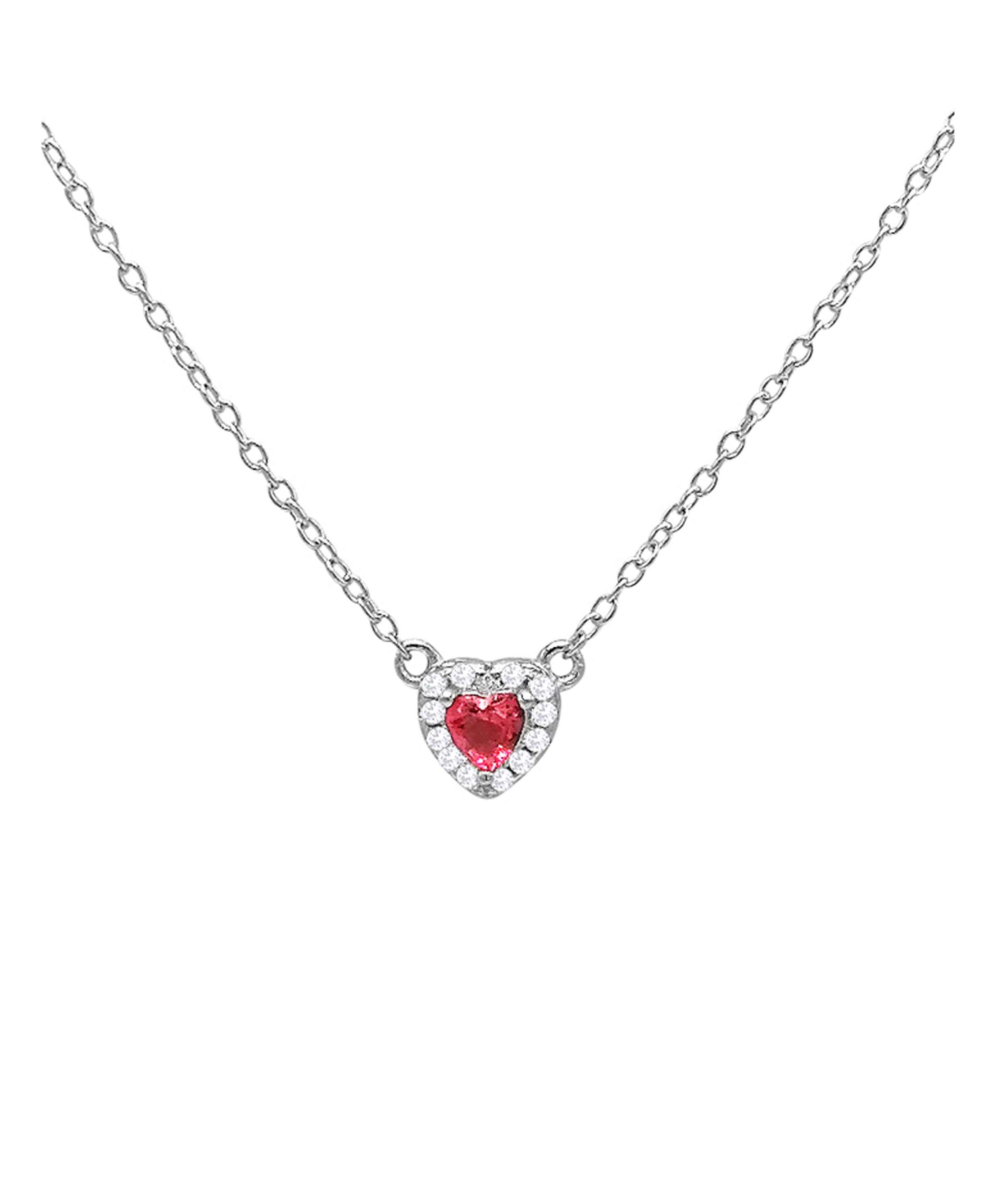 Collier en argent massif coeur rose