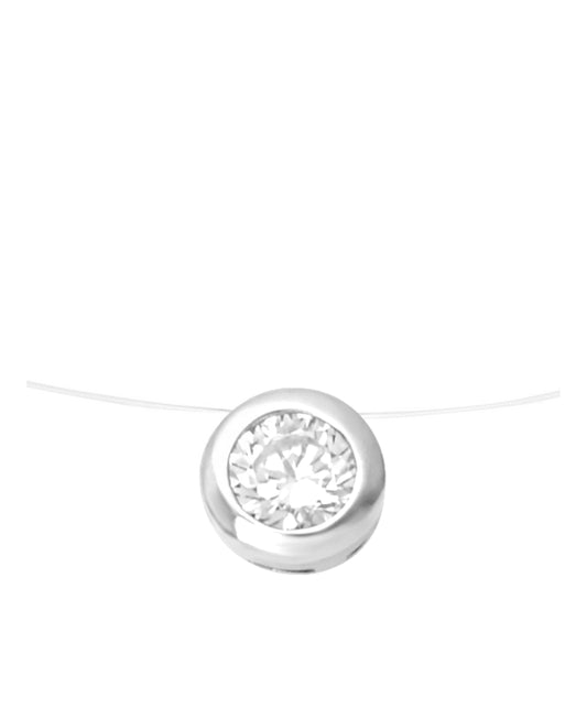 Zilveren ketting met nylondraad solitaire