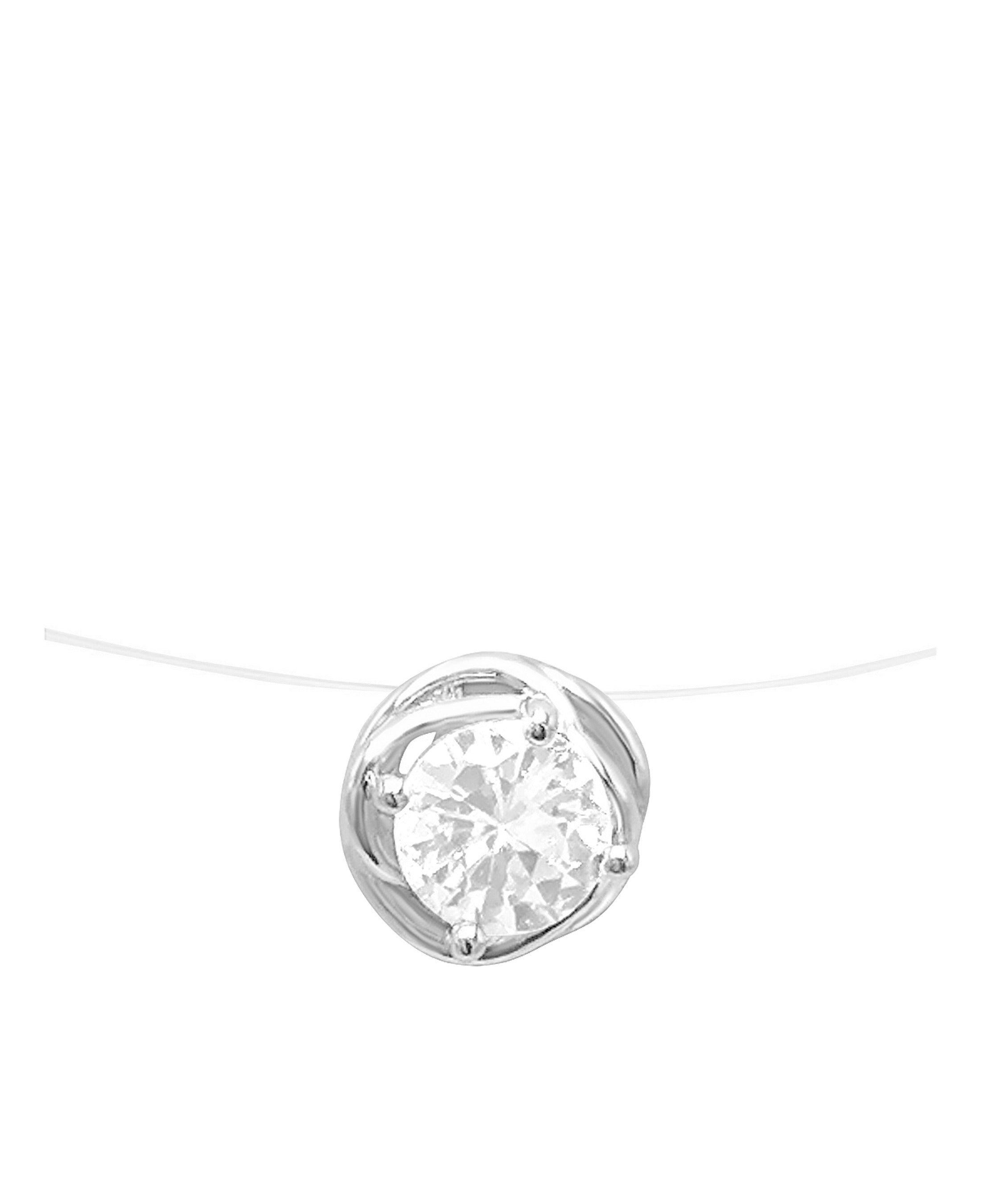 COLLIER EN ARGENT FIL DE NYLON SOLITAIRE