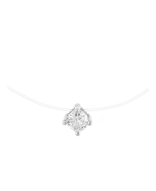 Collier fil de nylon avec pendentif argent solitaire
