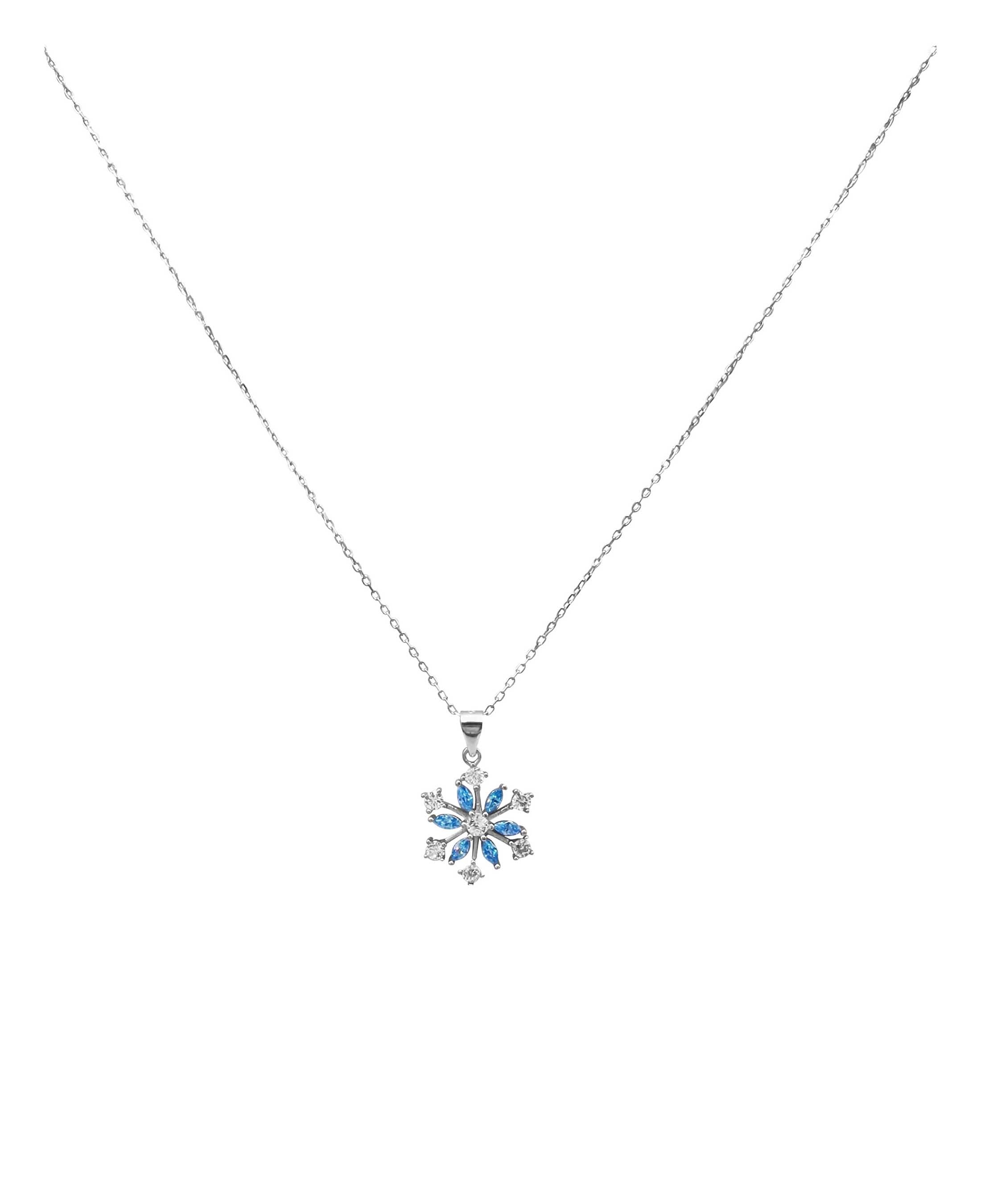 COLLIER EN ARGENT FLOCON DE NEIGE AVEC PIERRES BLANCHES ET BLEUES CLAIRES