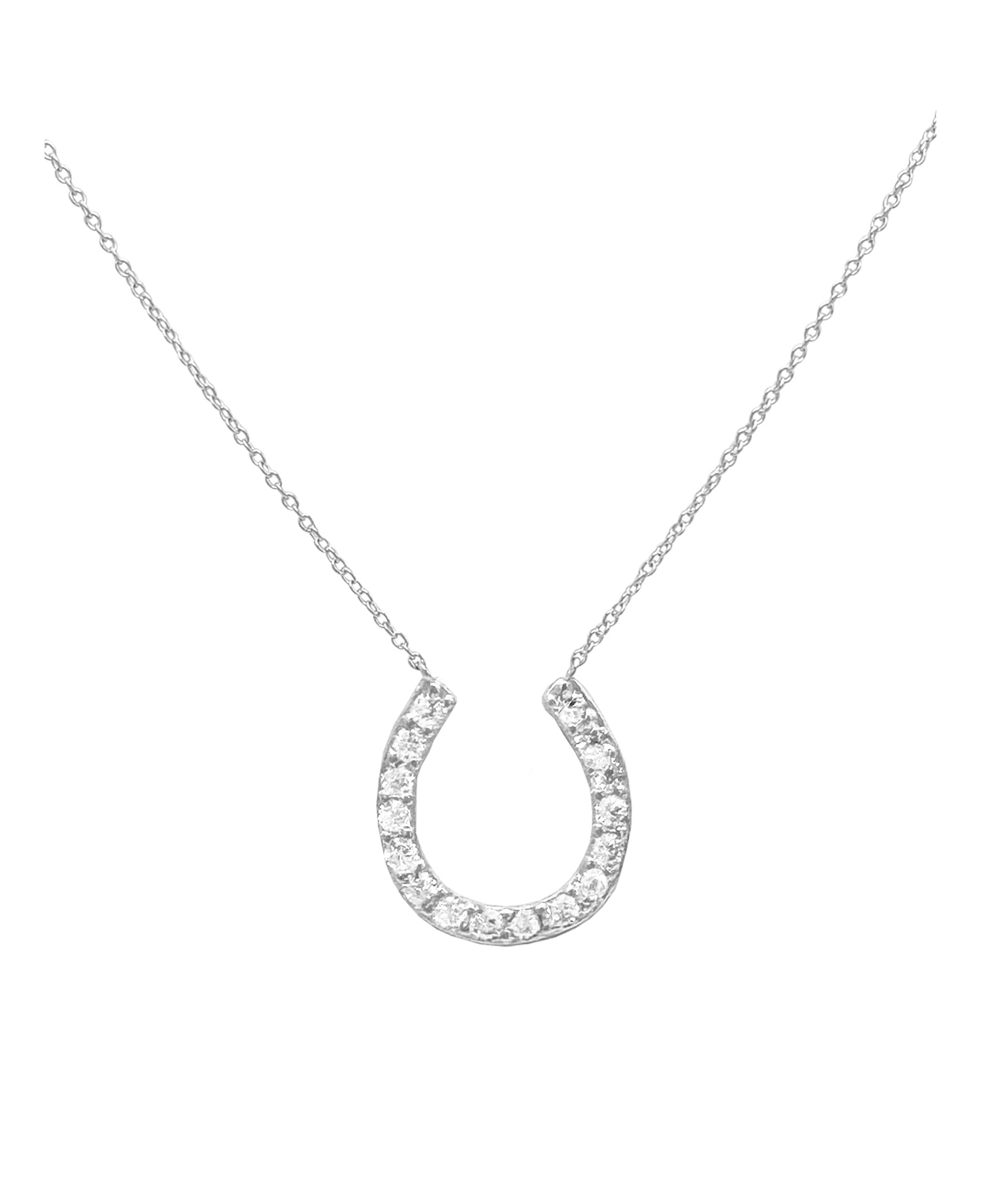 COLLIER EN ARGENT MOTIF FER A CHEVAL AVEC PIERRES