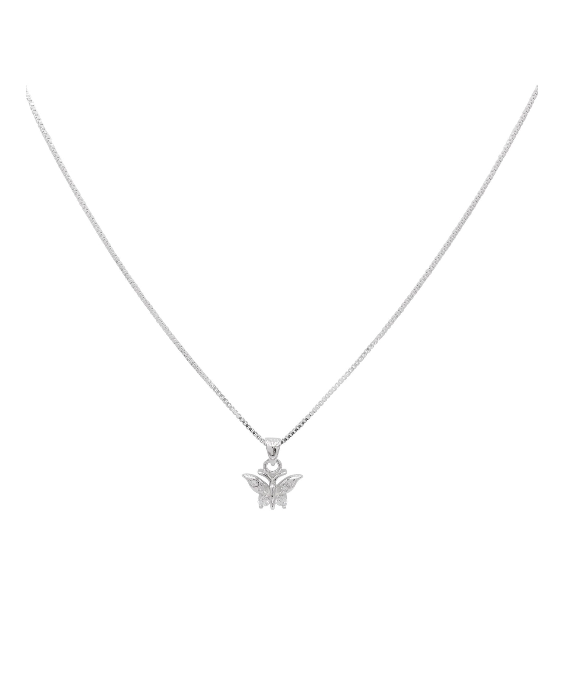 COLLIER EN ARGENT AVEC PENDENTIF PAPILLON ET PIERRES