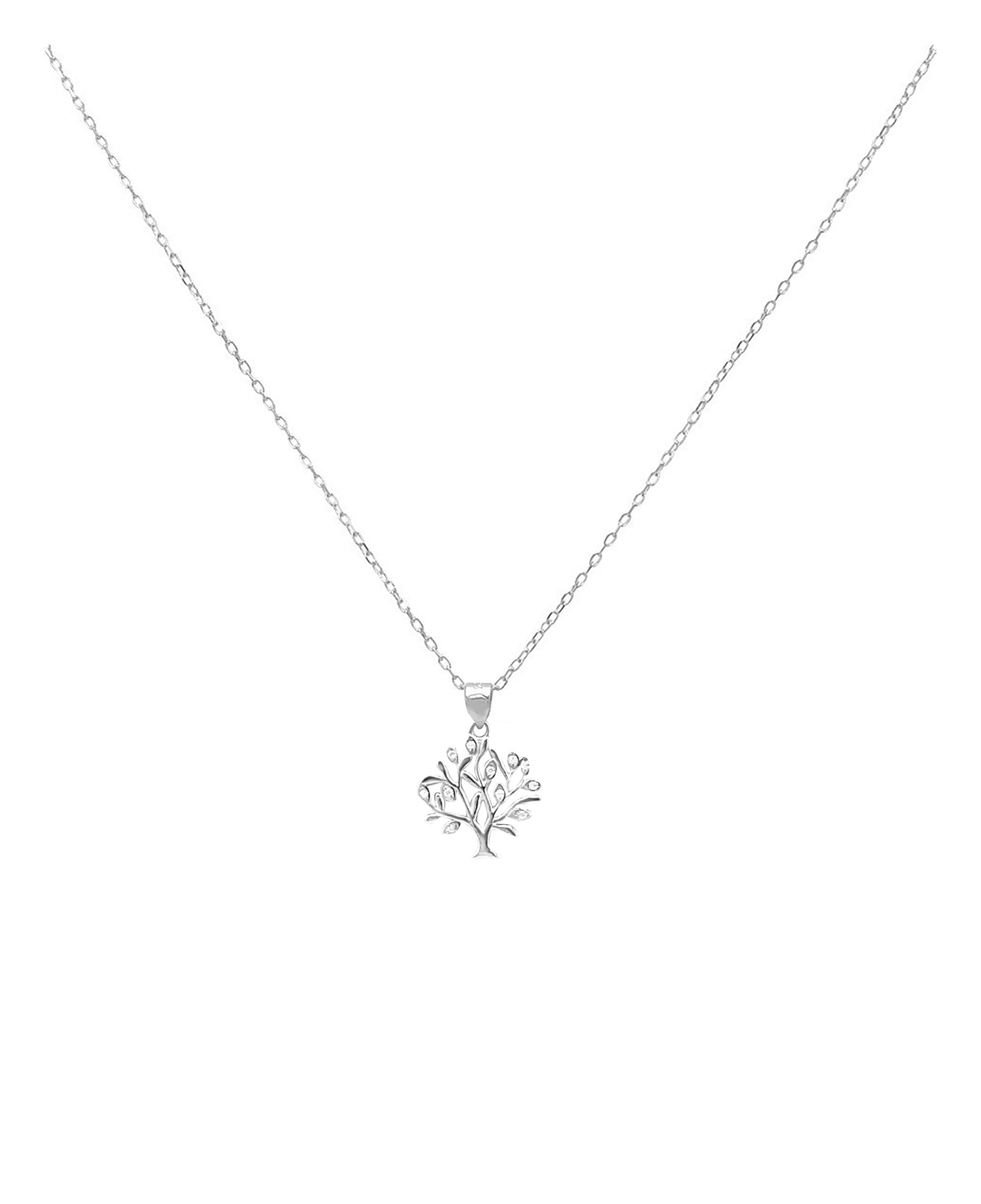 COLLIER EN ARGENT PENDENTIF ARBRE DE VIE AVEC PIERRES