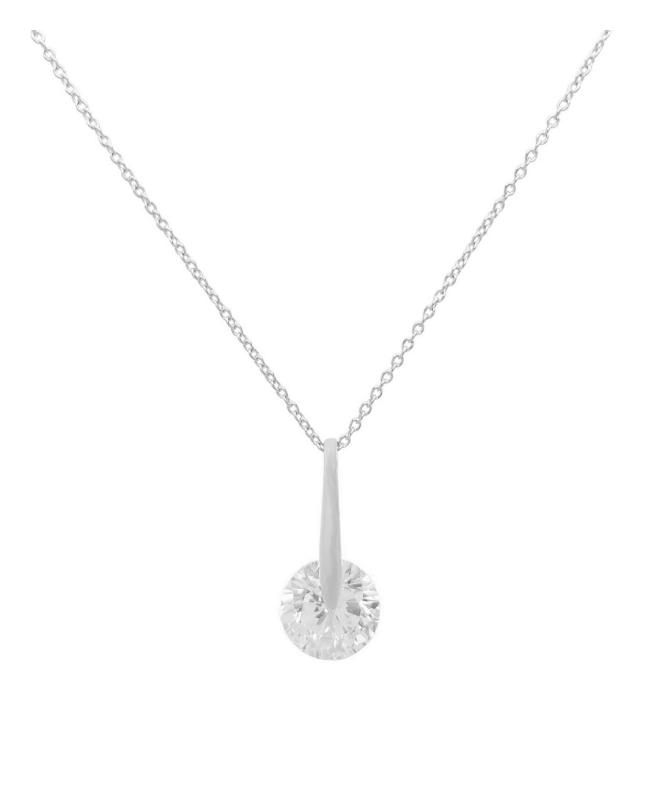 Collier en argent massif rhodié solitaire et barre