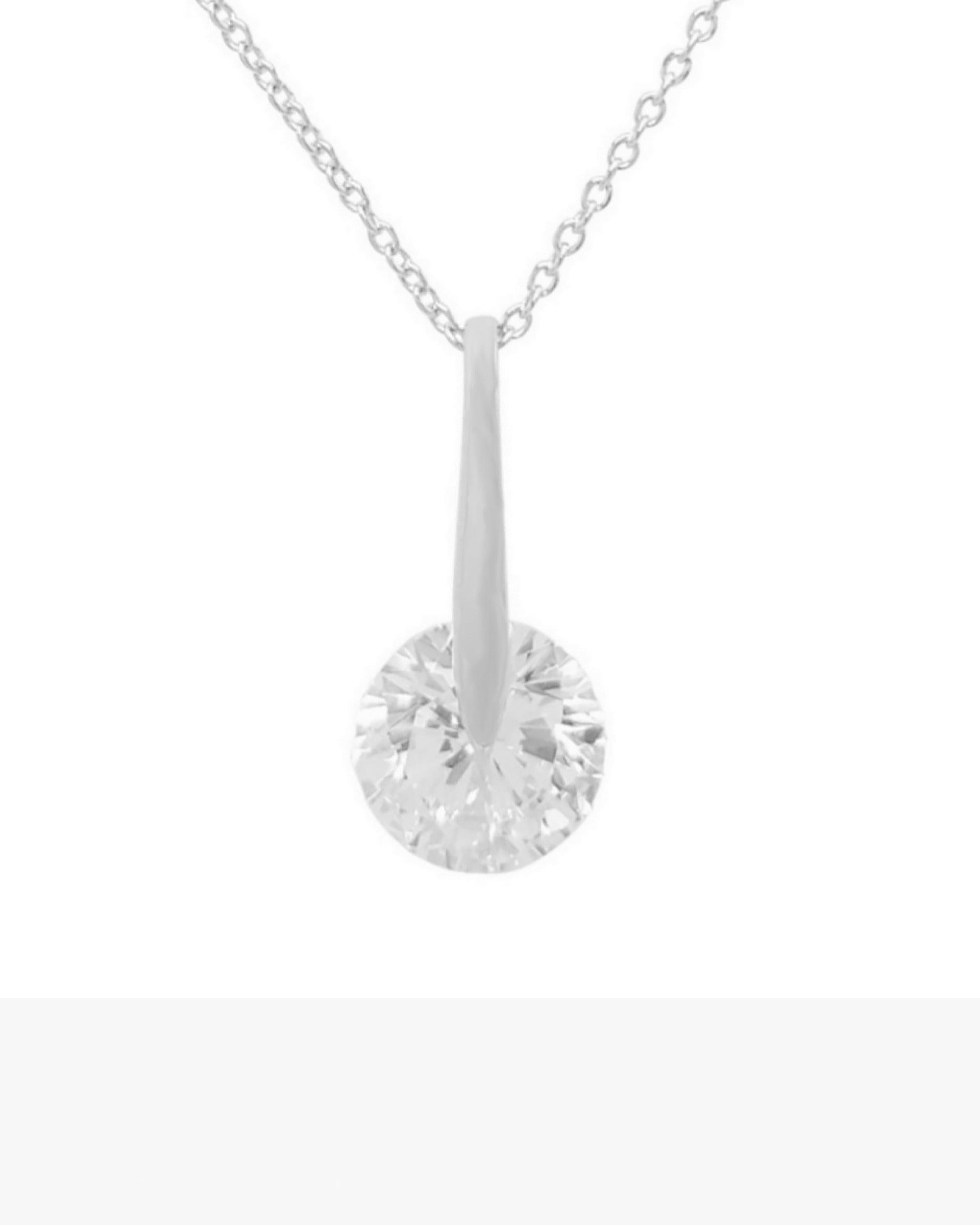 Collier en argent massif rhodié solitaire et barre