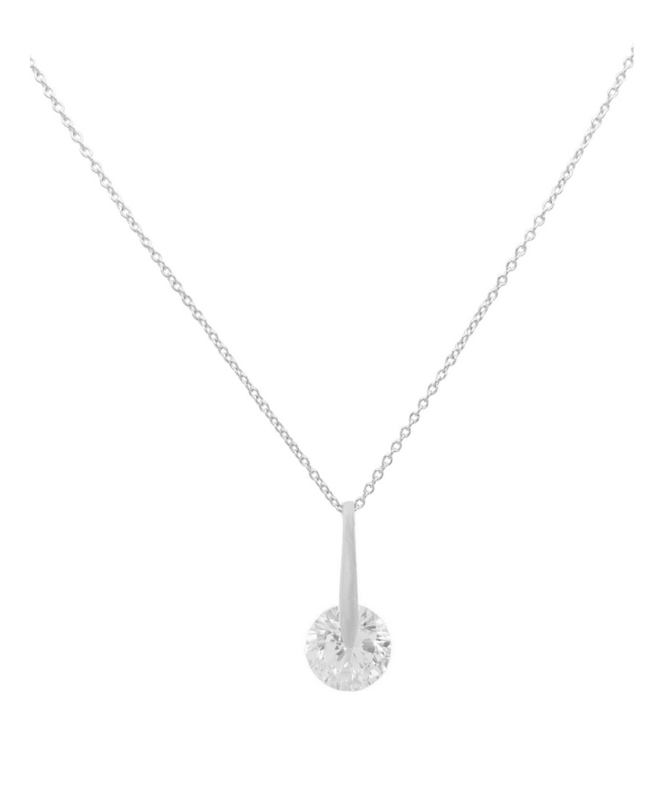 Collier en argent massif rhodié solitaire et barre