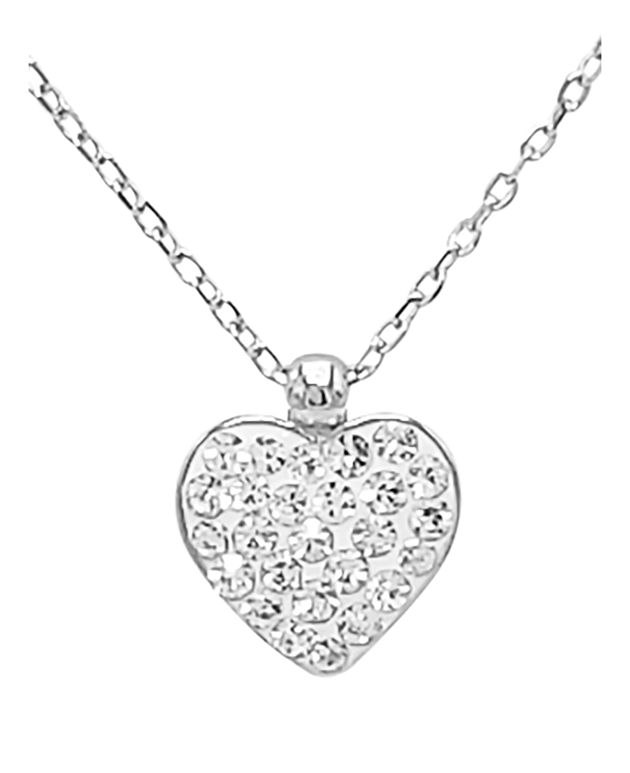 ❤ Collier en argent massif pendentif coeur avec strass ❤
