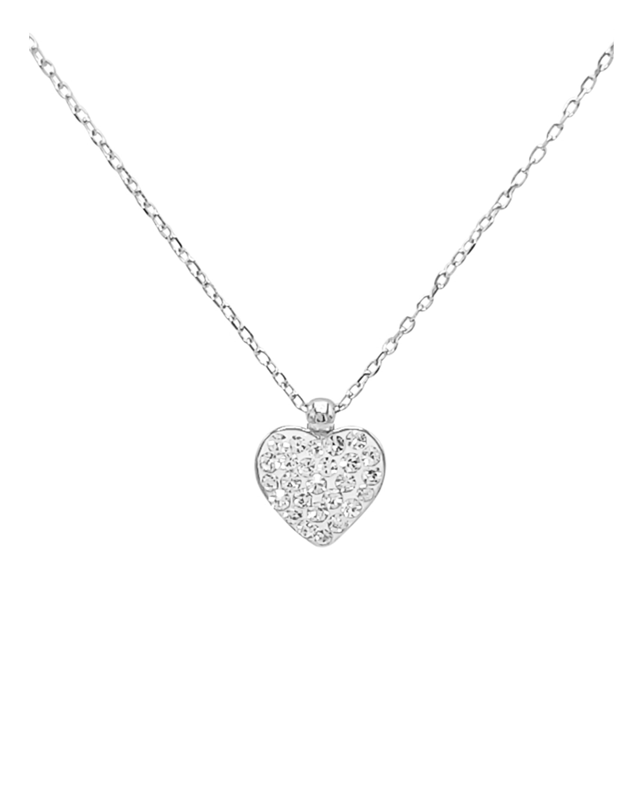 ❤ Collier en argent massif pendentif coeur avec strass ❤
