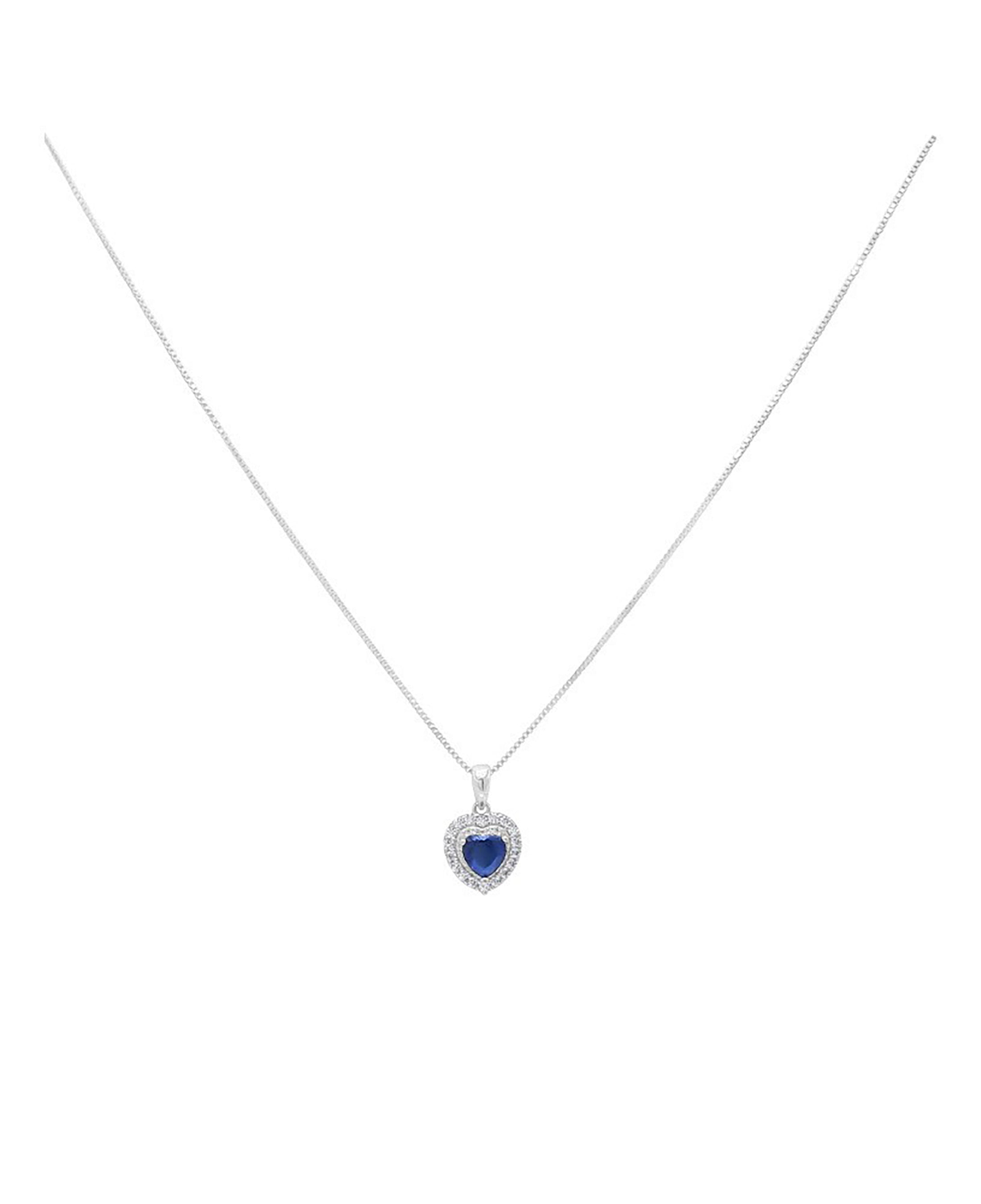COLLIER EN ARGENT PENDENTIF COEUR BLEU
