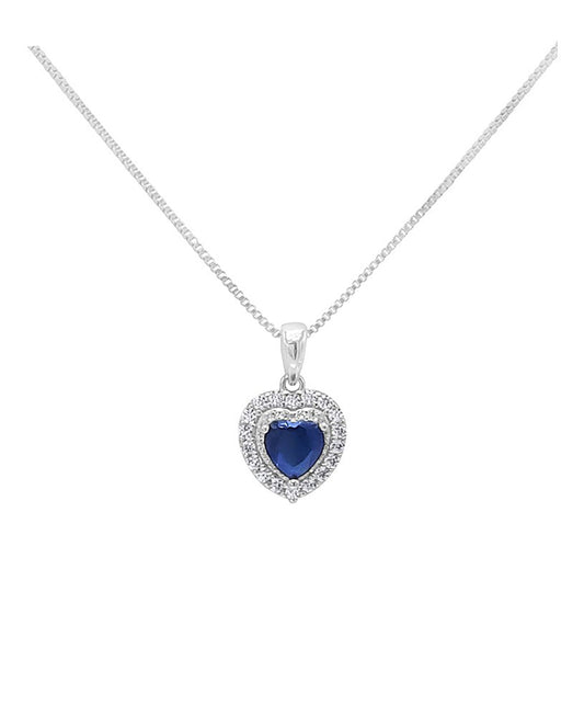 Silver necklace with blue heart pendant