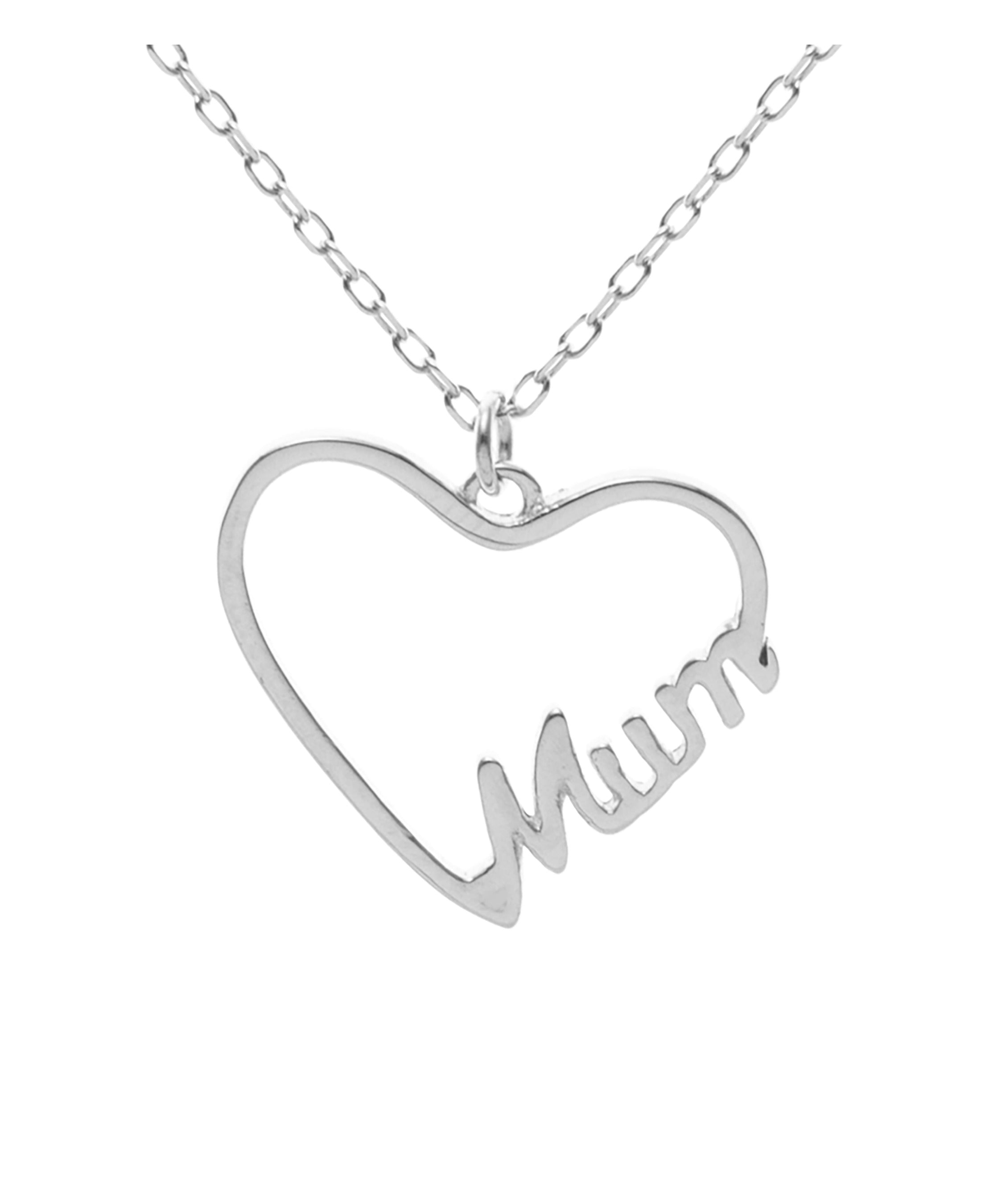 Collier en argent massif pendentif coeur et Mum