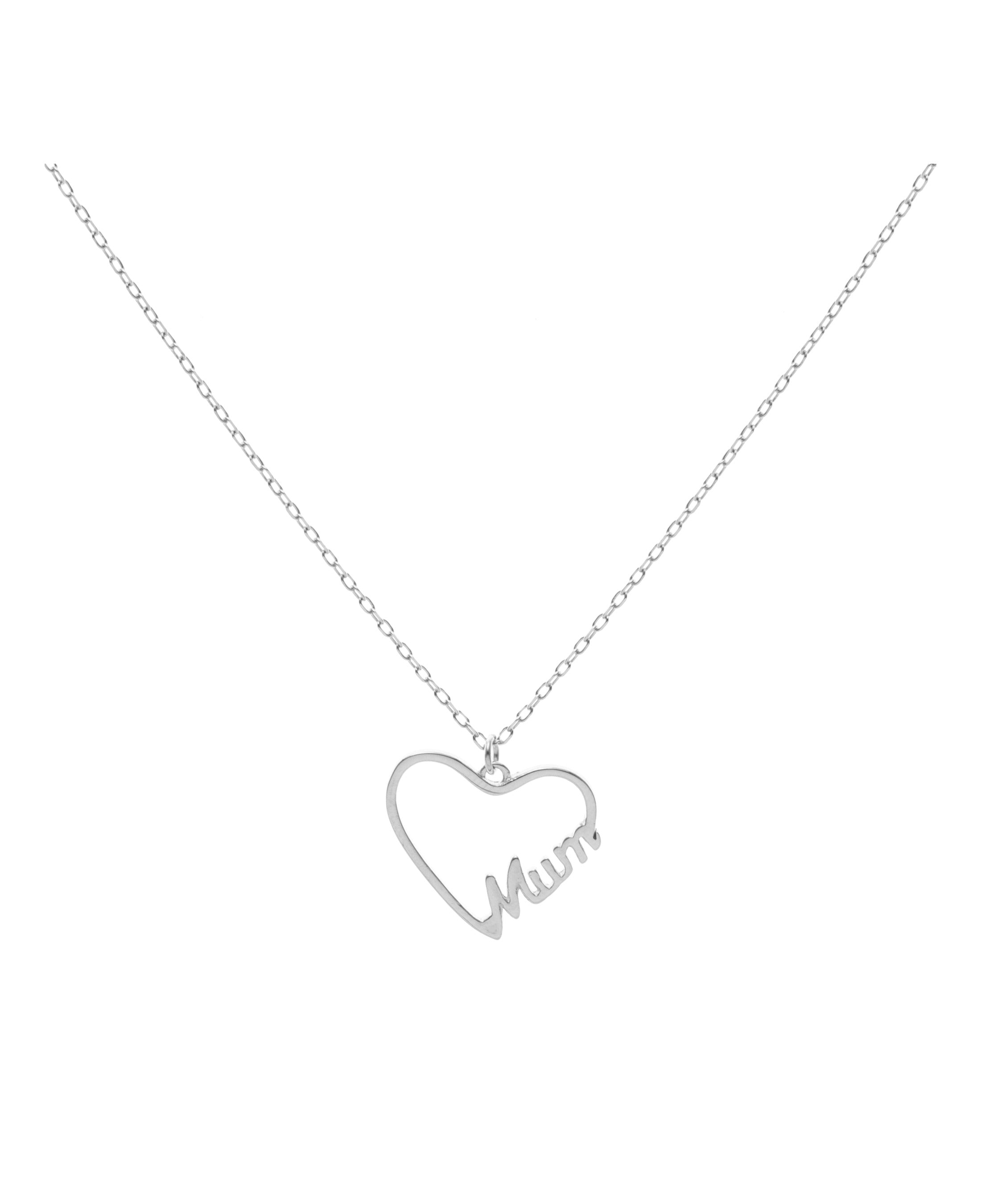 Collier en argent massif pendentif coeur et Mum
