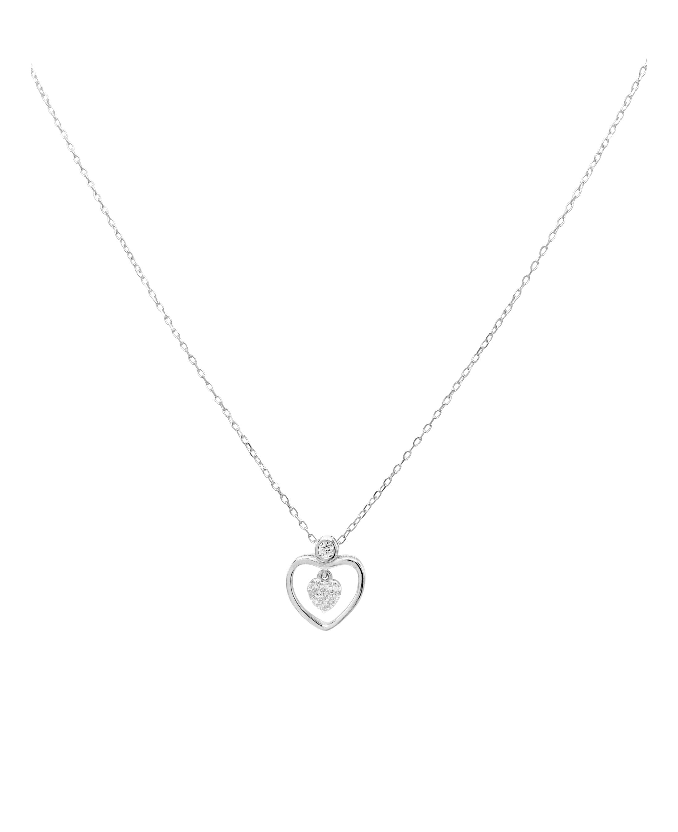 COLLIER EN ARGENT AVEC PENDENTIF COEUR ET PIERRES
