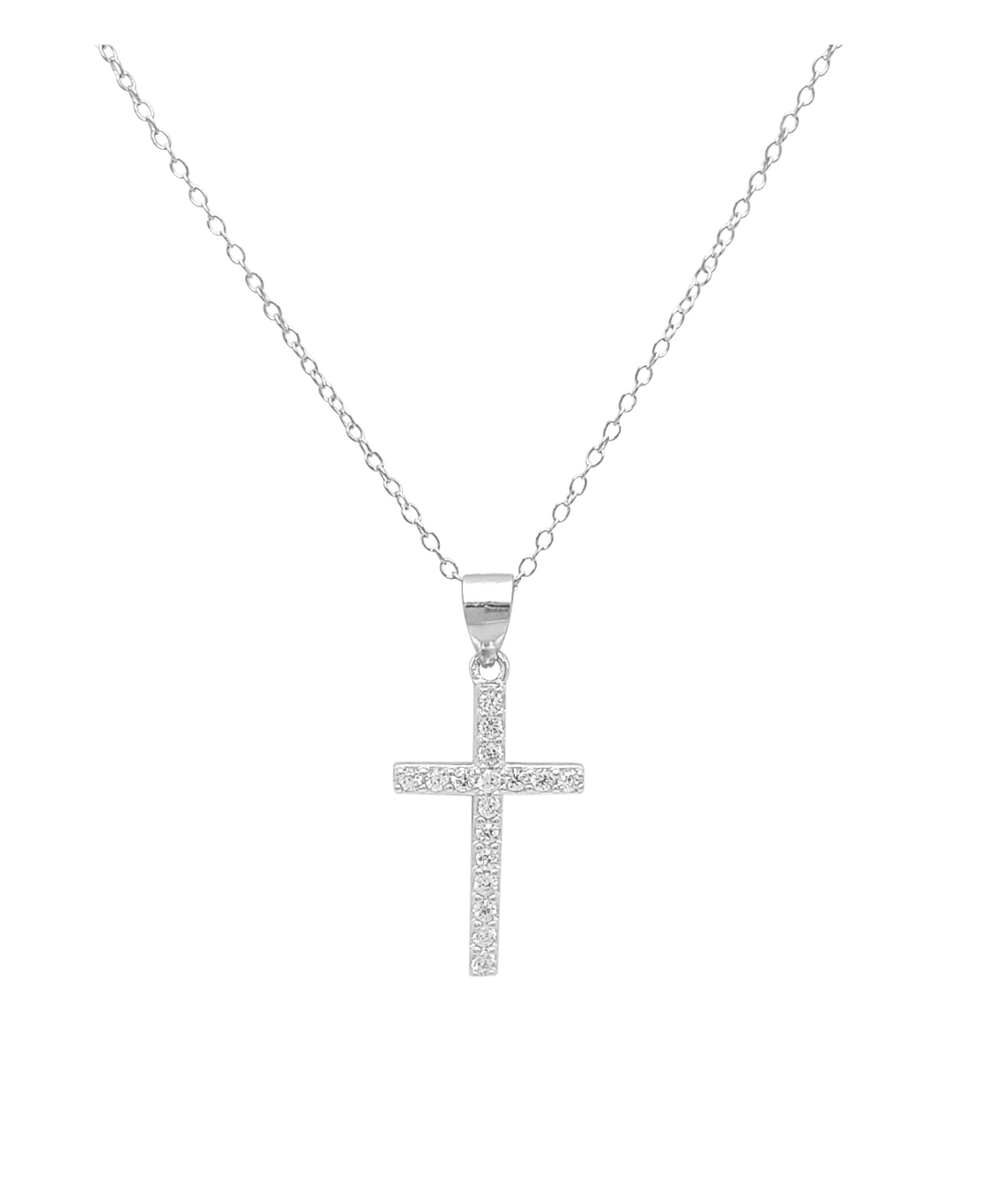 Collier pour femme en argent avec pendentif croix et zirconium
