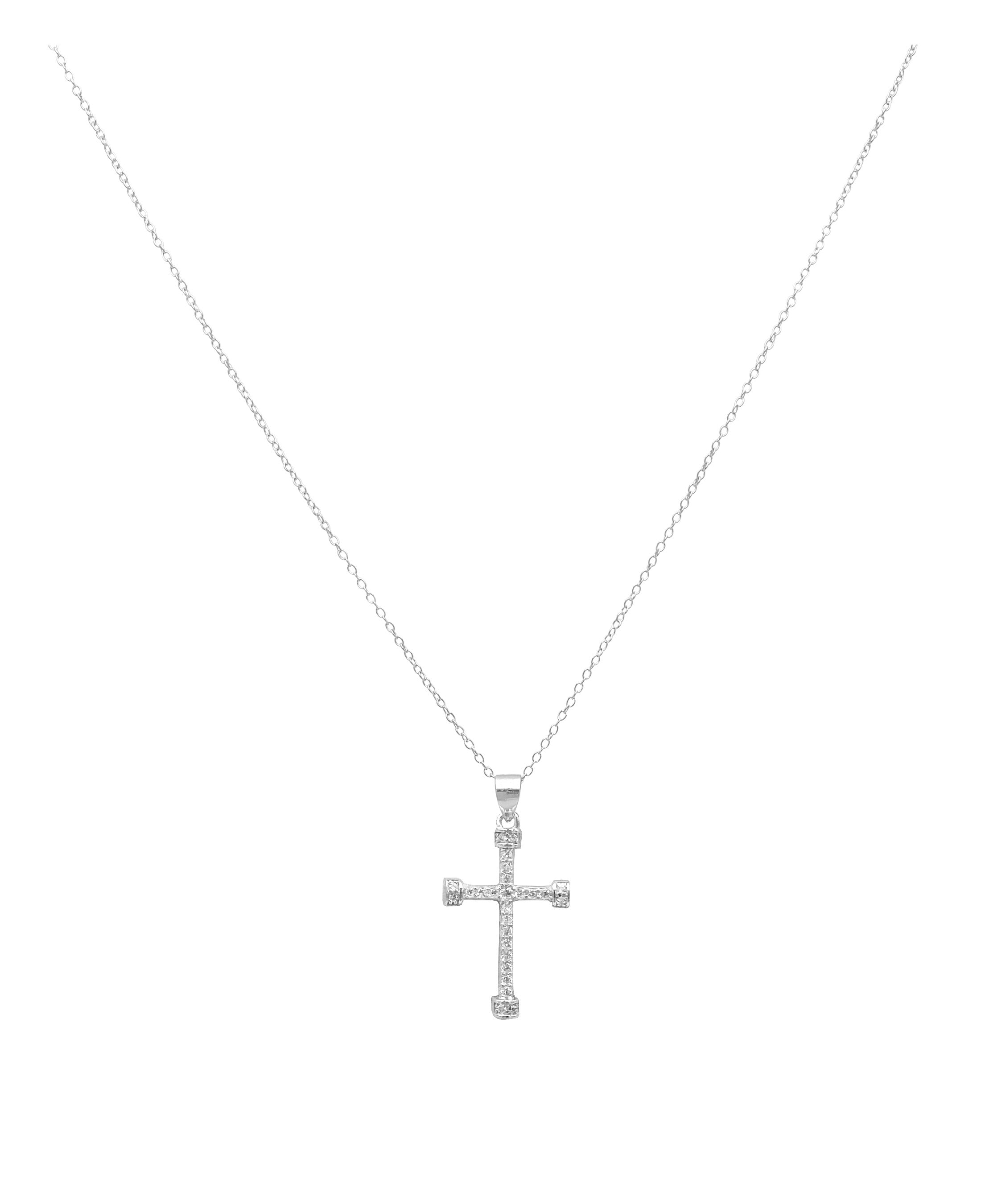COLLIER EN ARGENT PENDENTIF CROIX AVEC PIERRES