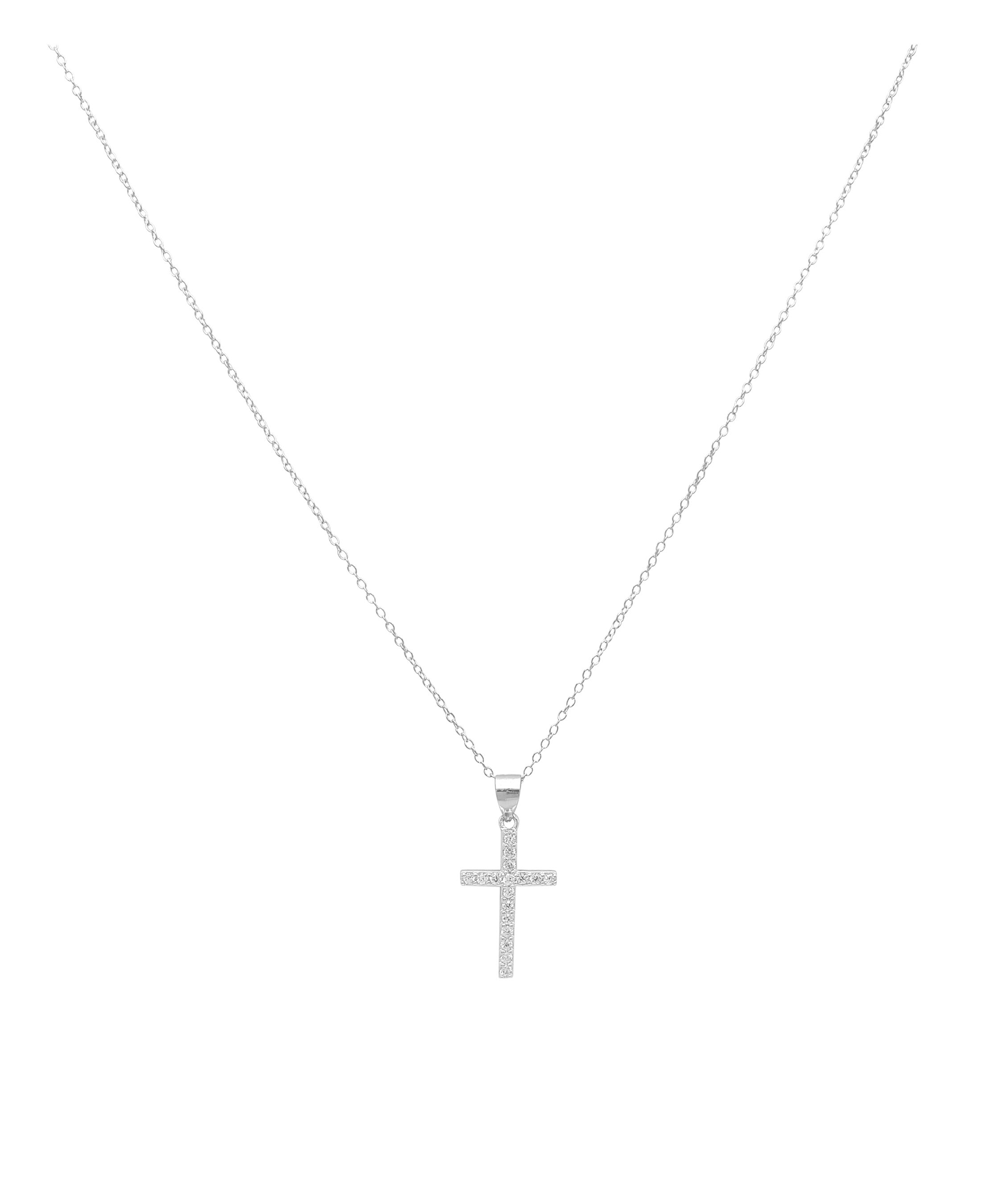 Collier pour femme en argent avec pendentif croix et zirconium
