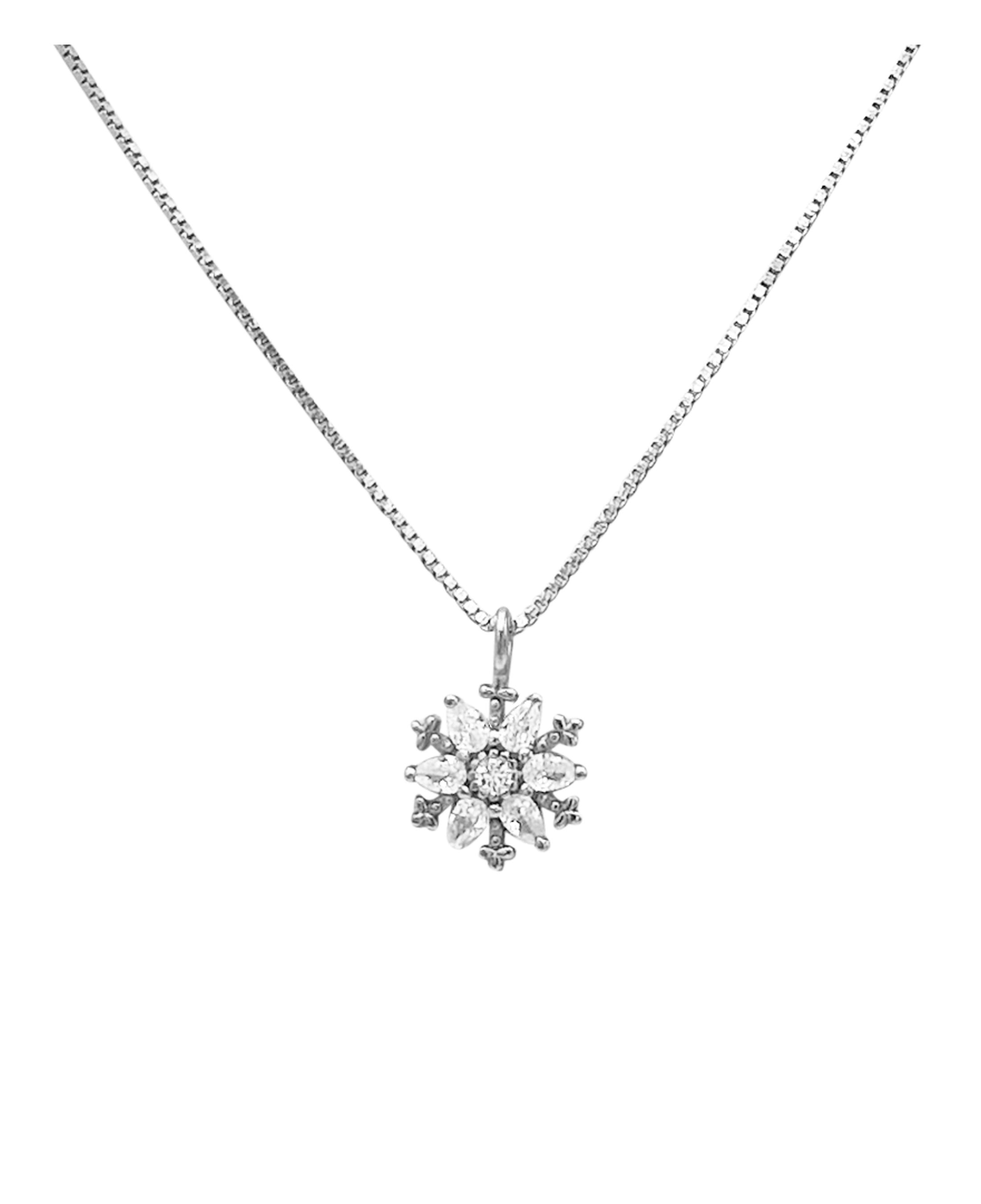 COLLIER EN ARGENT PENDENTIF FLOCON DE NEIGE AVEC PIERRES