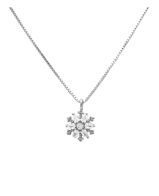 Zilveren ketting sneeuwvlok hanger met stenen