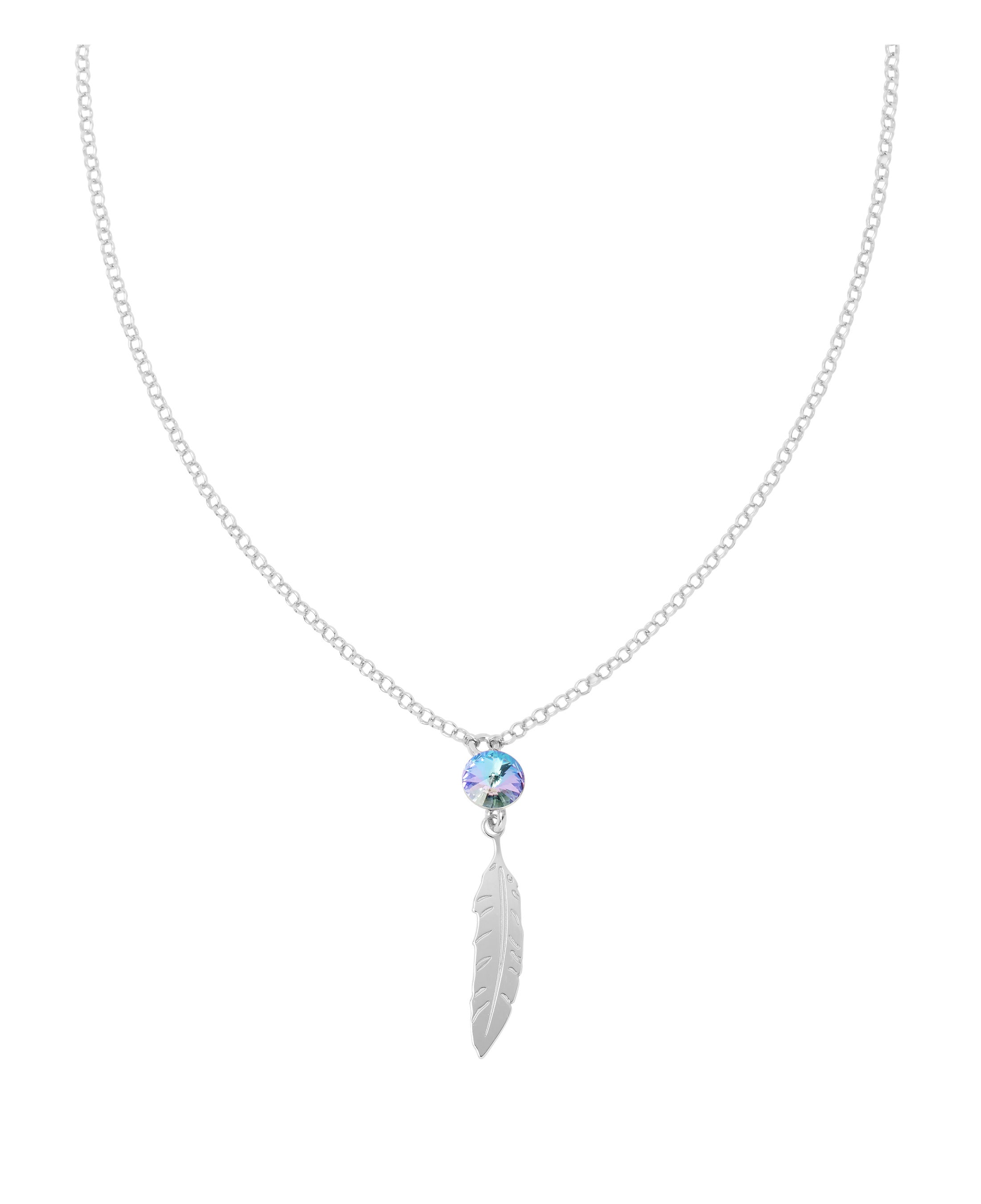 COLLIER EN ARGENT PENDENTIF PLUME ET CRISTAL SWAROVSKI