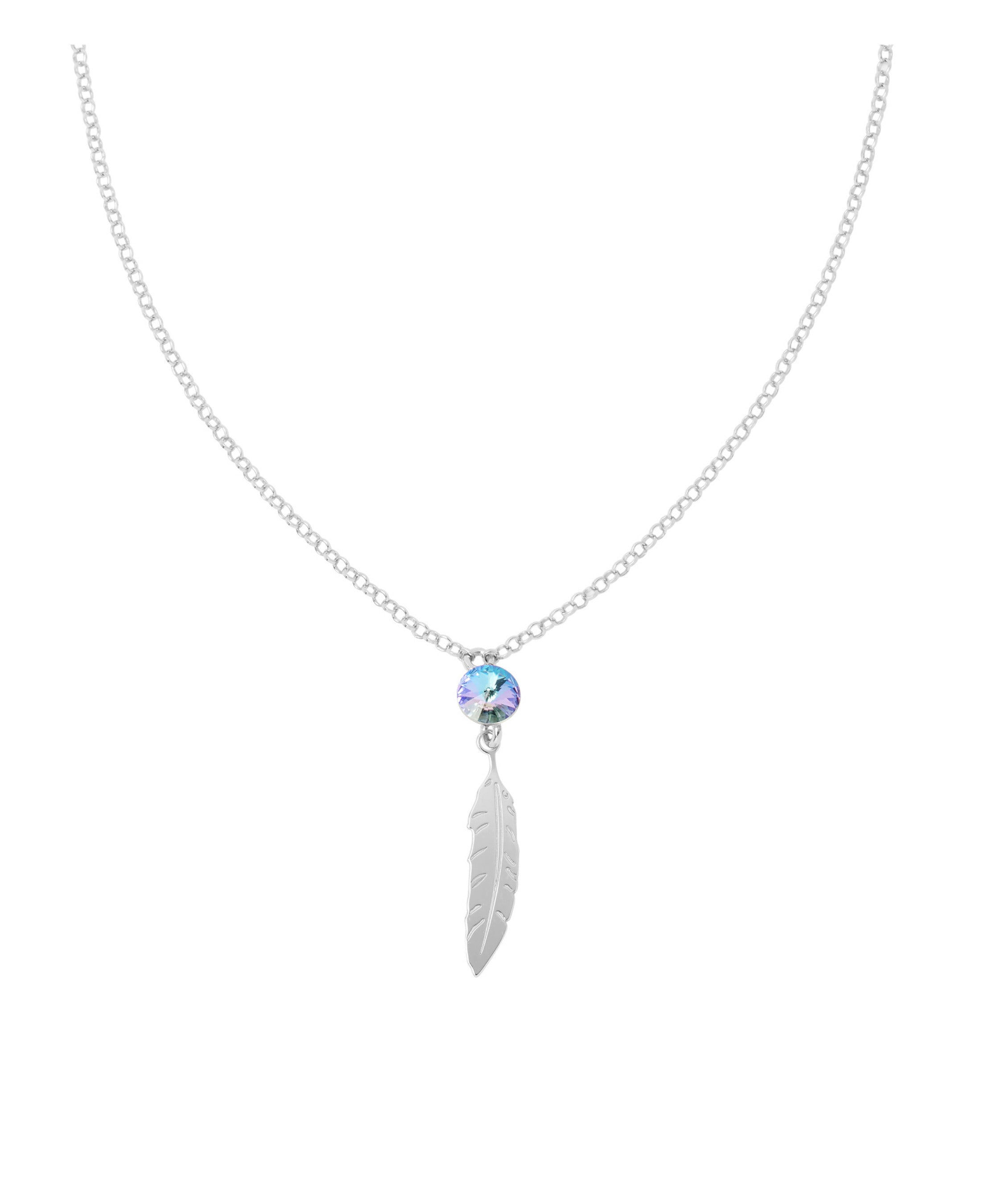 COLLIER EN ARGENT PENDENTIF PLUME ET CRISTAL SWAROVSKI