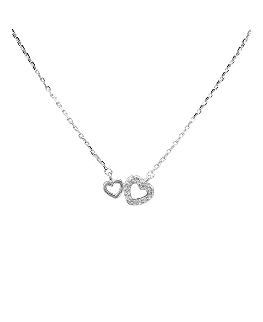 Collier en argent petits coeurs avec pierres