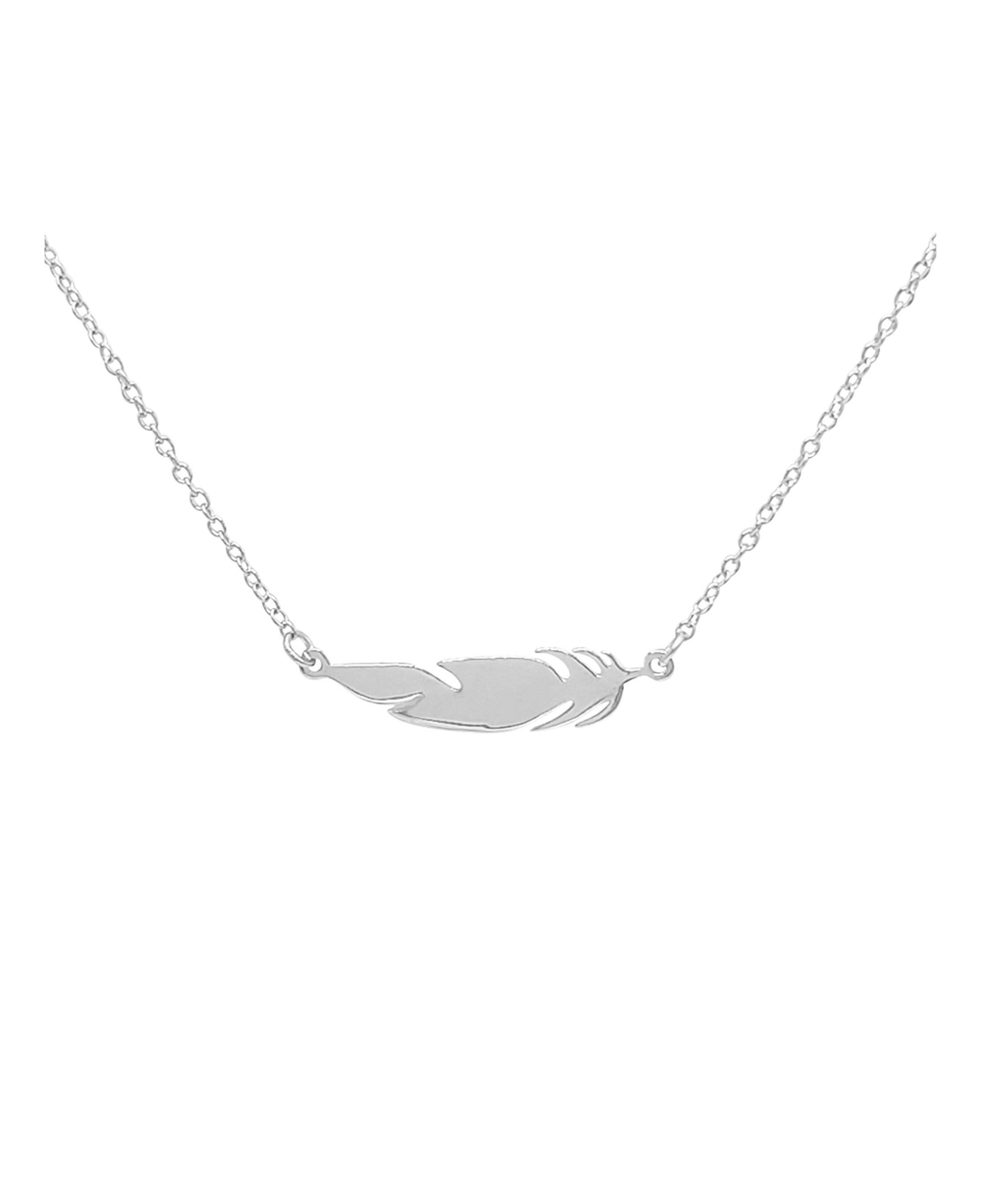 Collier en argent massif rhodié avec motif plume