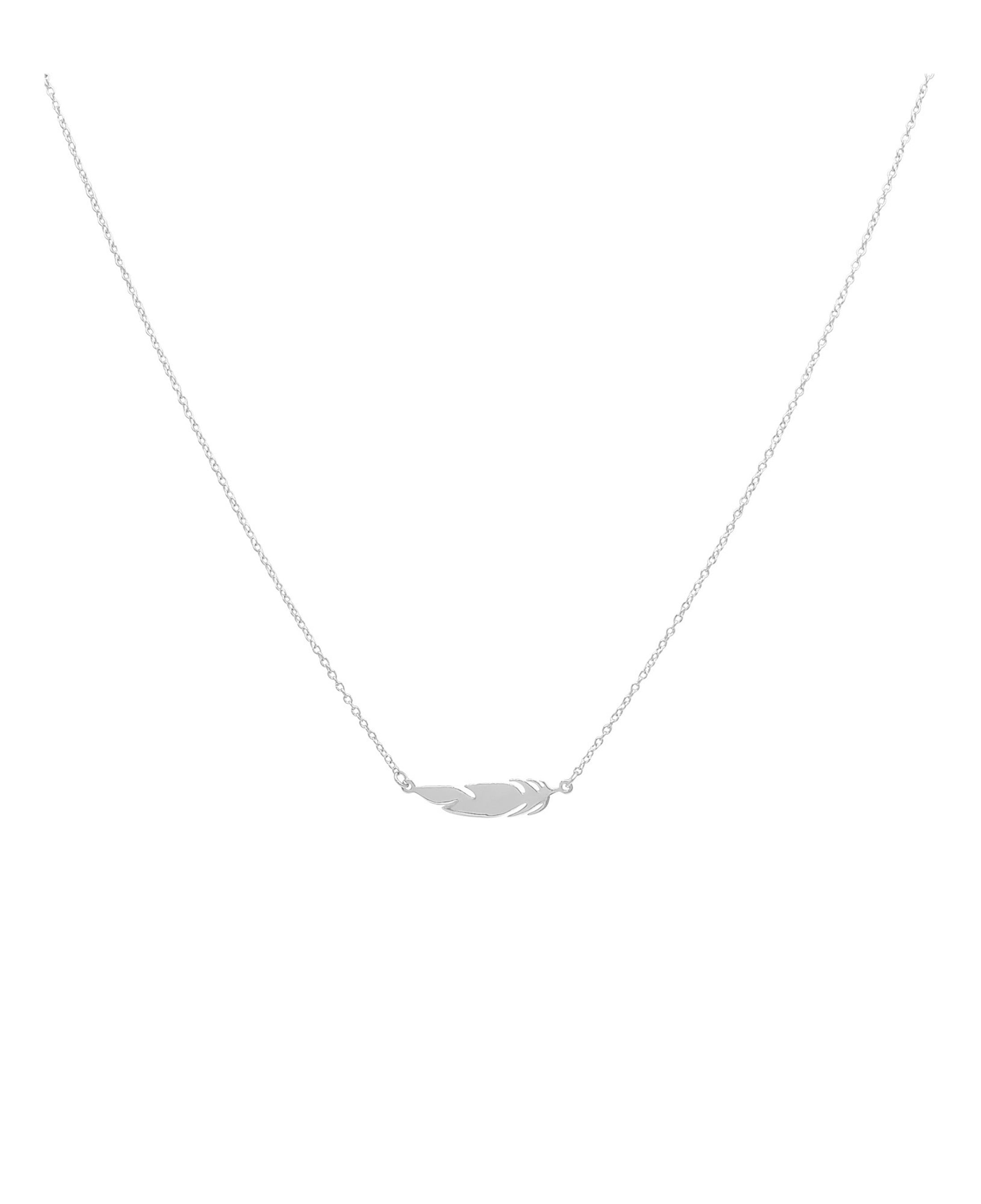 Collier en argent massif rhodié avec motif plume