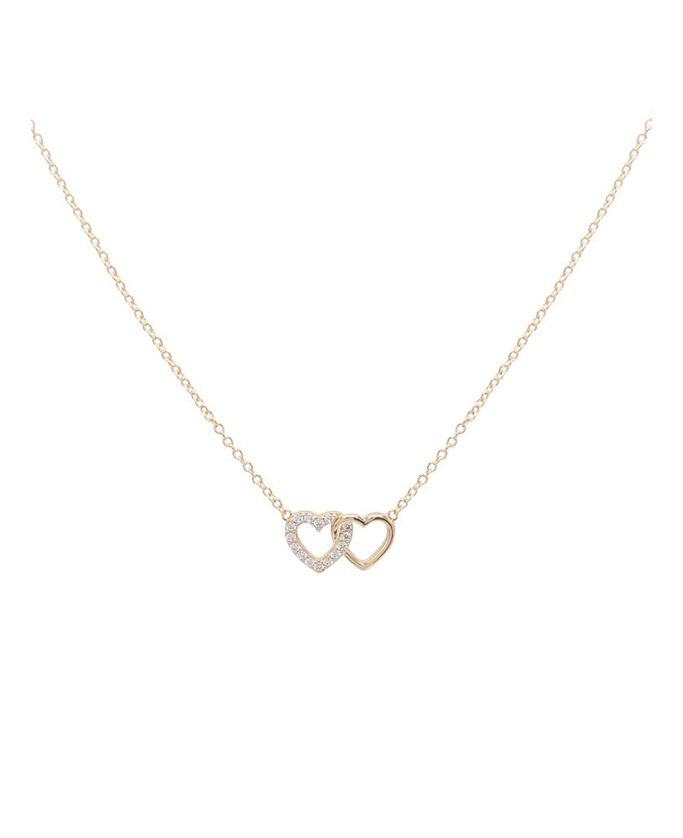 COLLIER EN PLAQUE OR 2 COEURS AVEC PIERRES