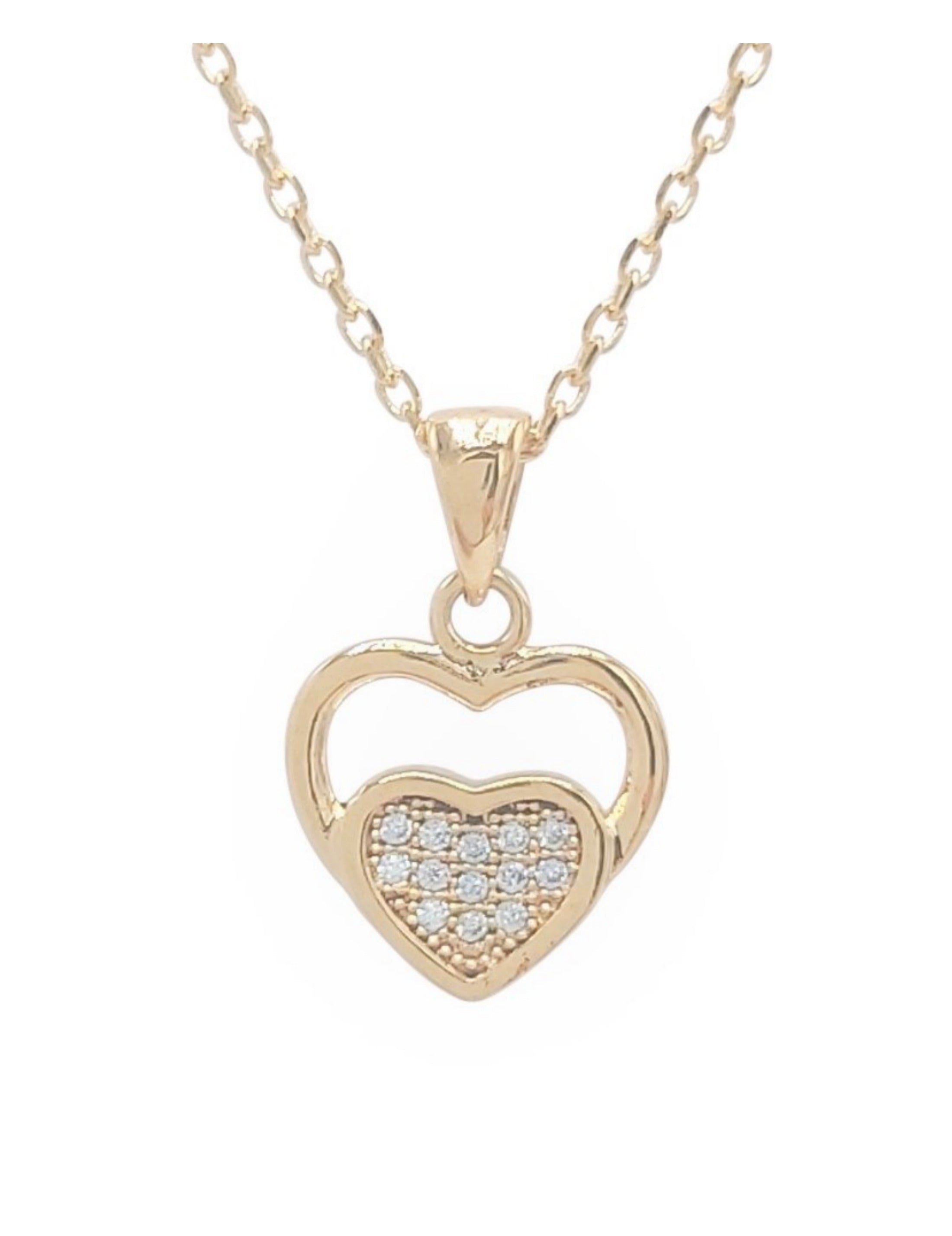 Collier en plaqué or 18 carats coeur avec pierres