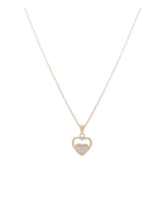 Collier en plaqué or 18 carats coeur avec pierres