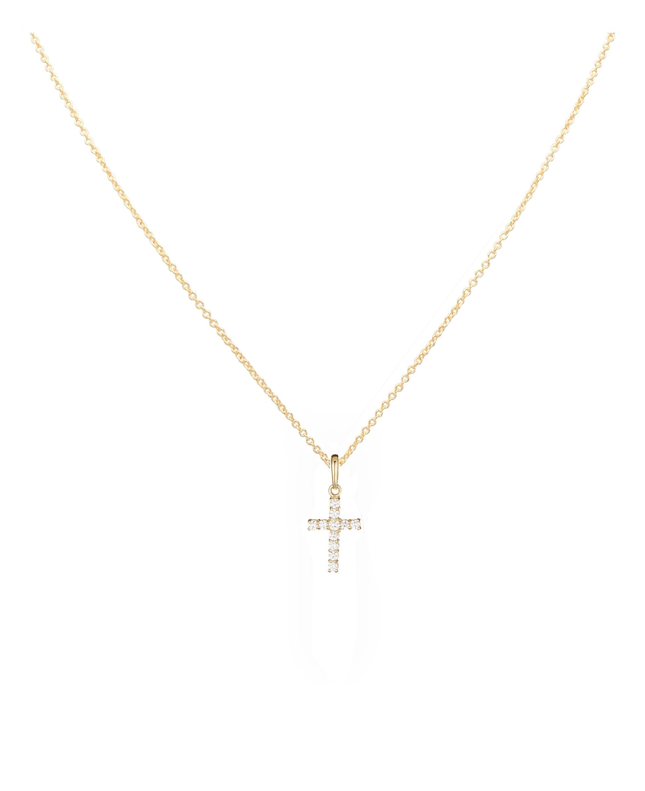 Collier pour femme en plaqué or pendentif croix avec pierres