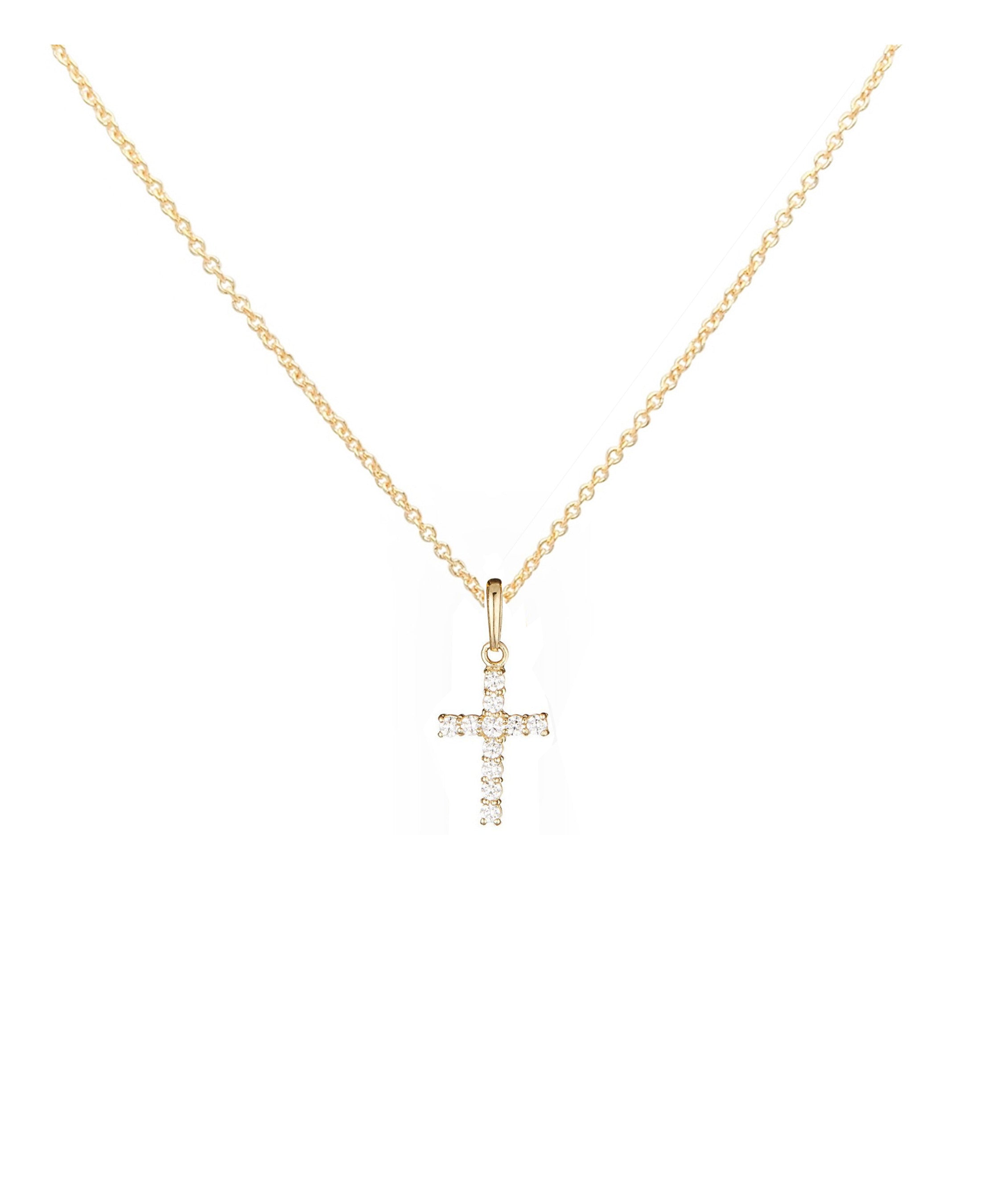 Collier pour femme en plaqué or pendentif croix avec pierres