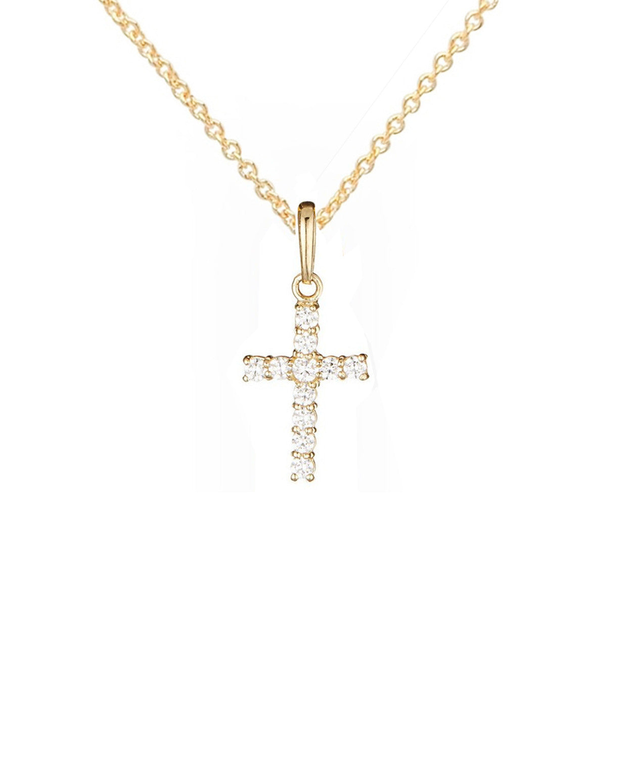 Collier pour femme en plaqué or pendentif croix avec pierres