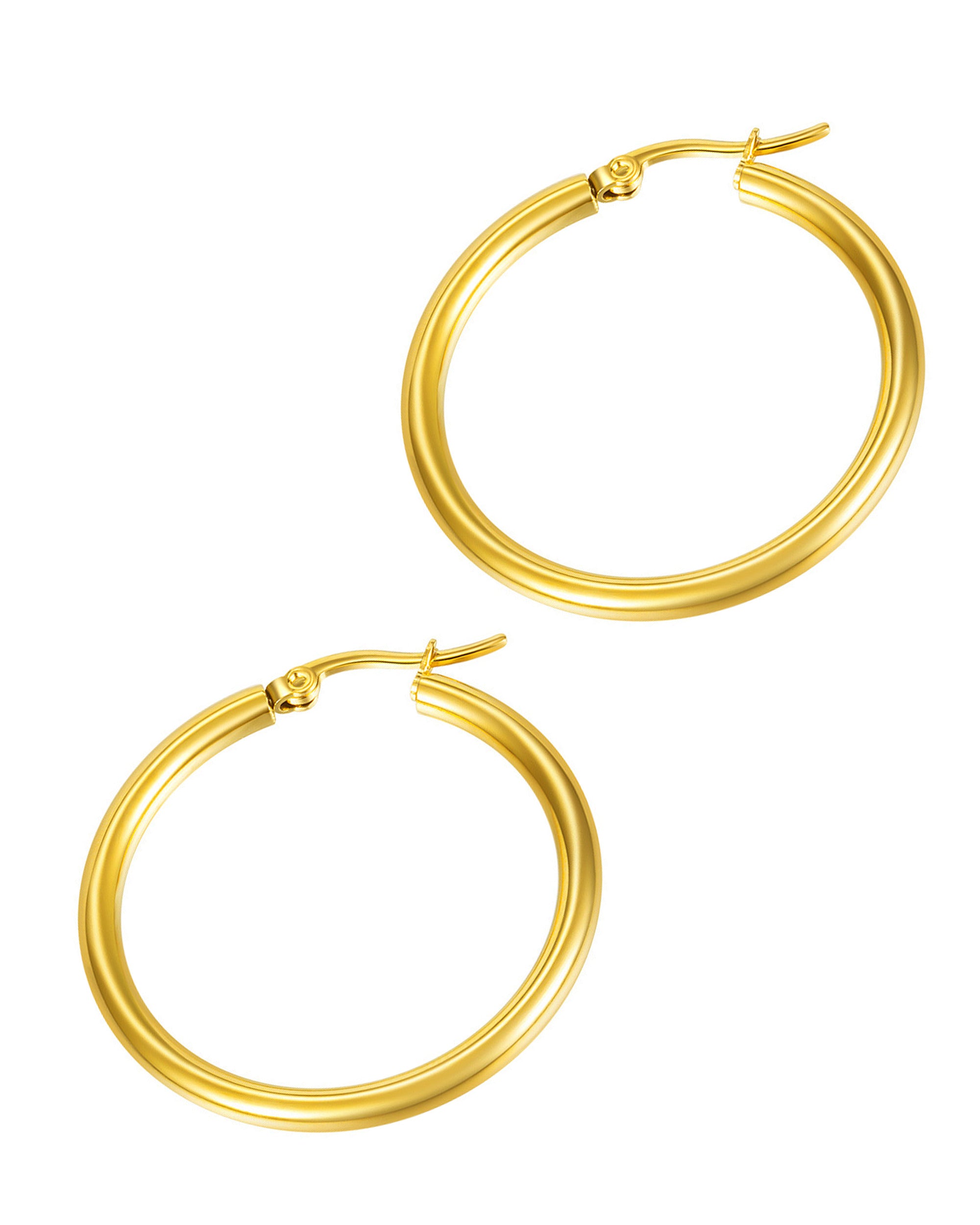 Créoles en acier doré 3,5 cm