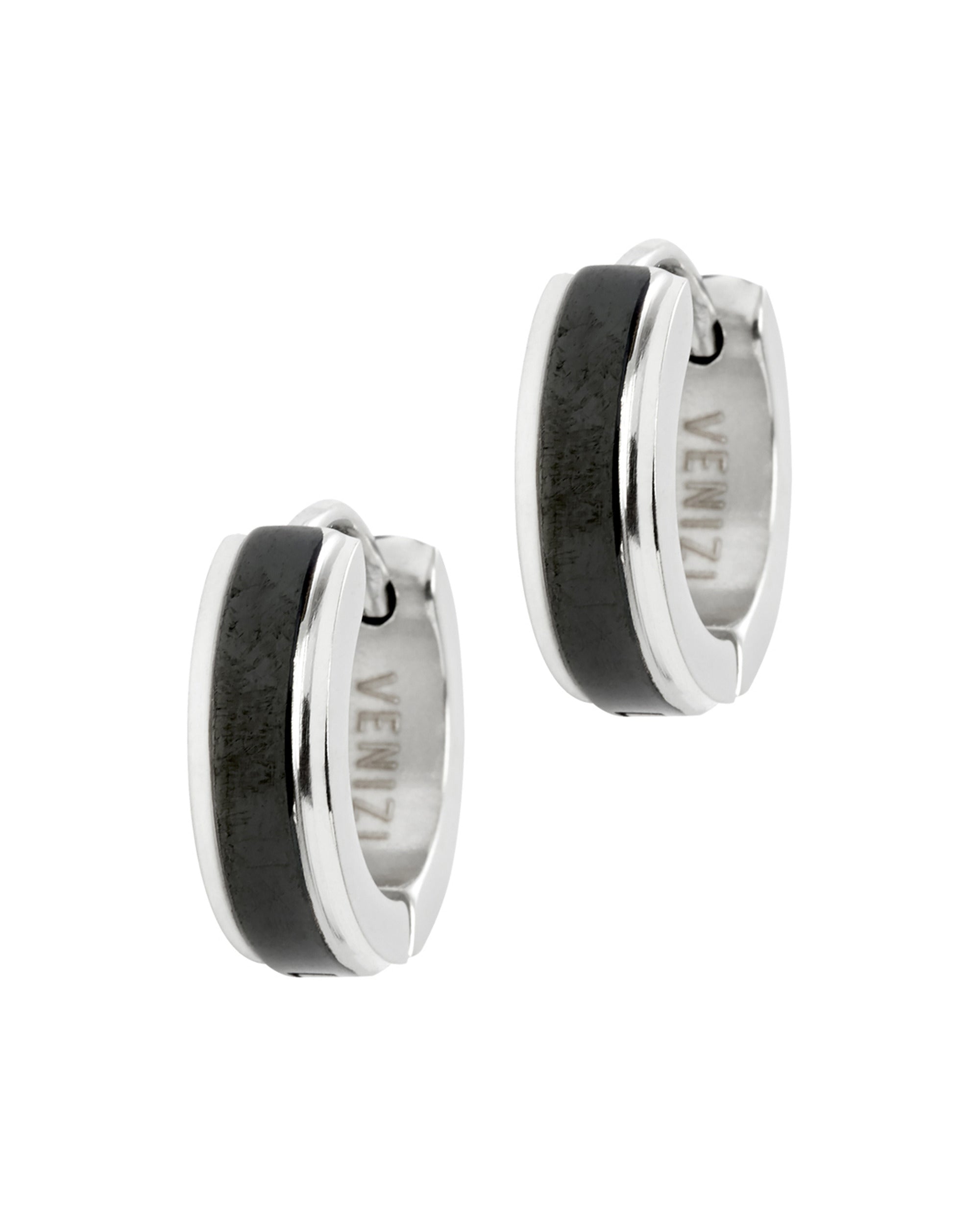 CREOLES EN ACIER LIGNE NOIRE 1,3 CM